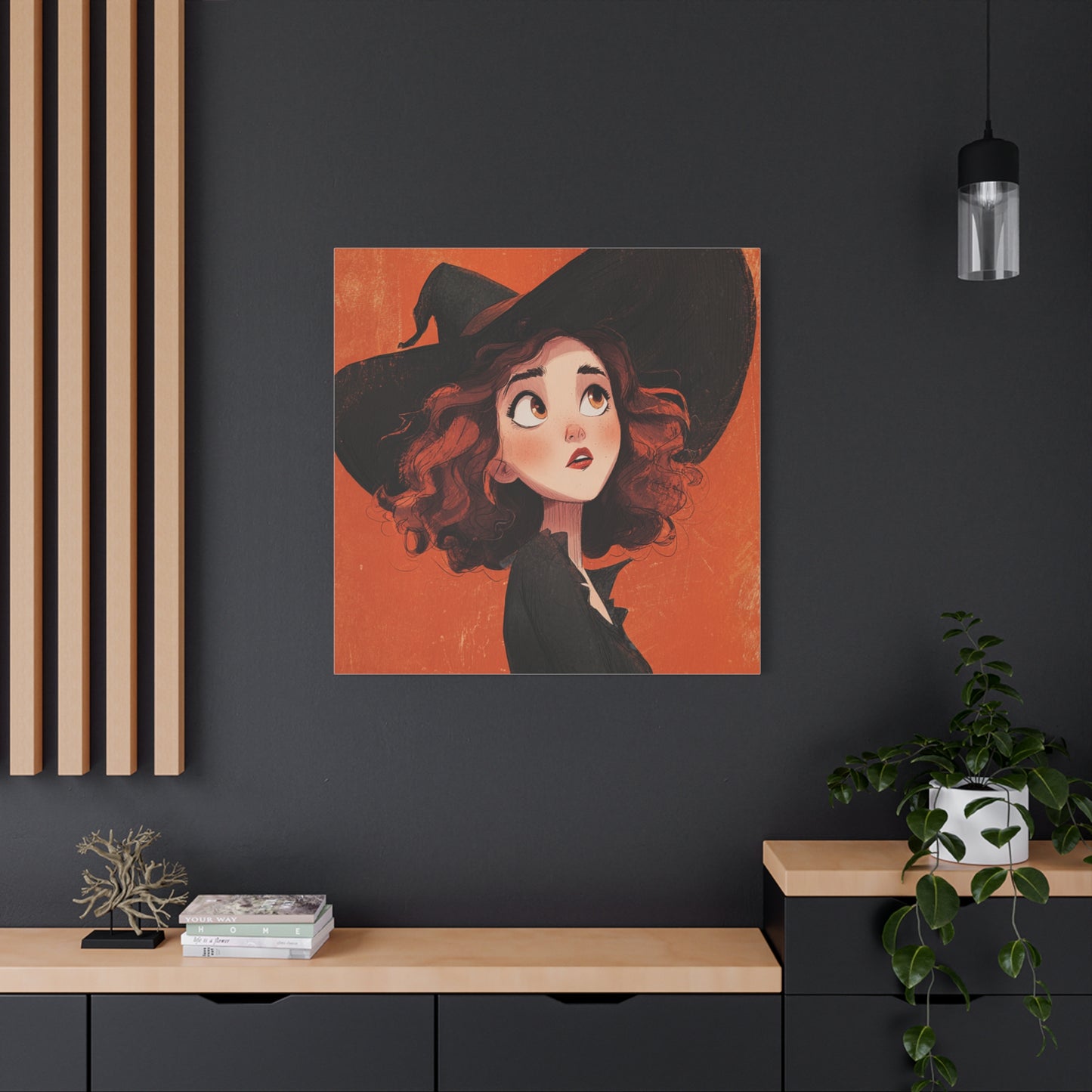 Whimsical Witch Canvas Print, Halloween Decor, Art for Home, Gift for Witches, Fall Wall Art, Magic Lover's Gift