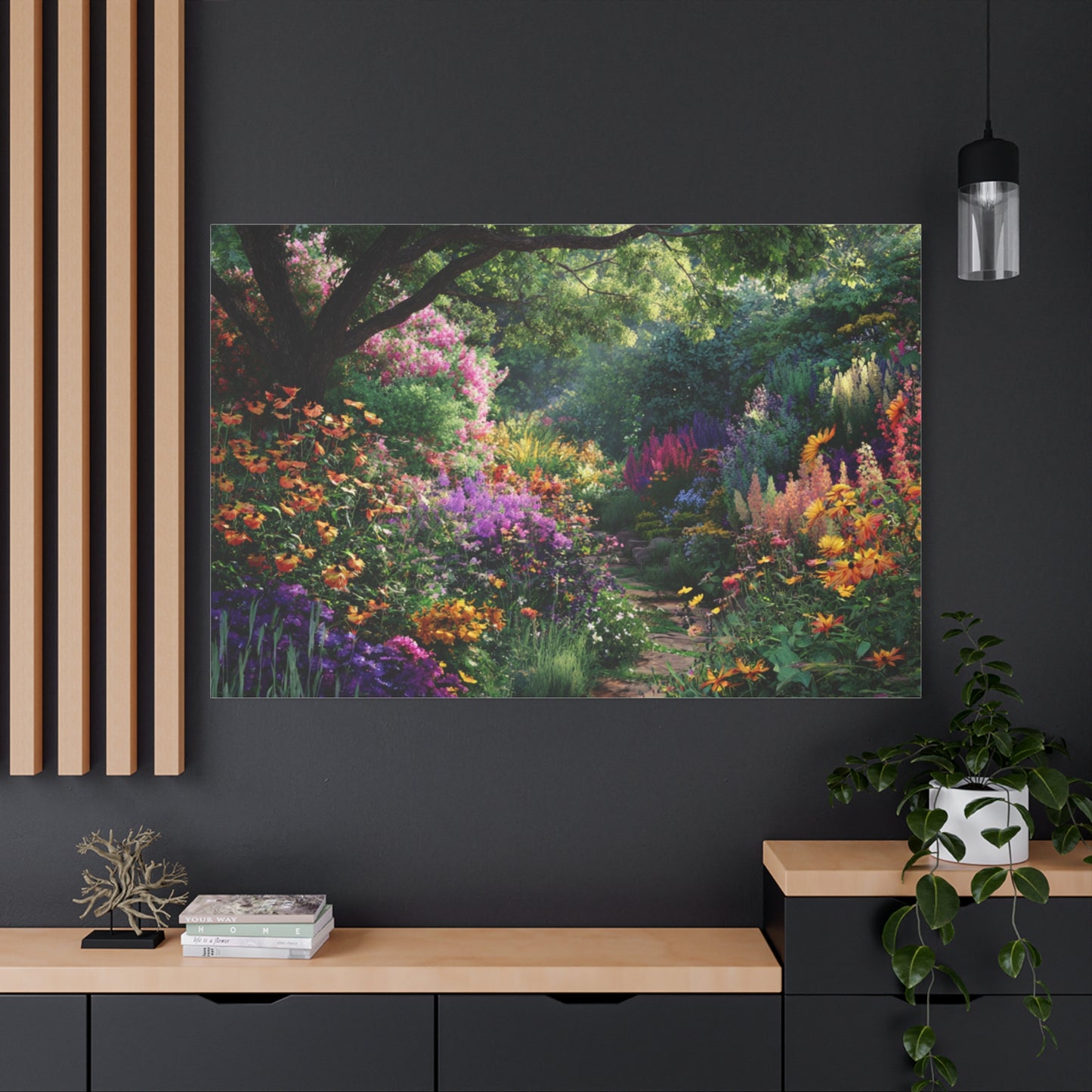 Vibrant Garden Canvas Art, Nature Wall Decor, Floral Home Accent, Landscape Print, Botanical Artwork for Any Room