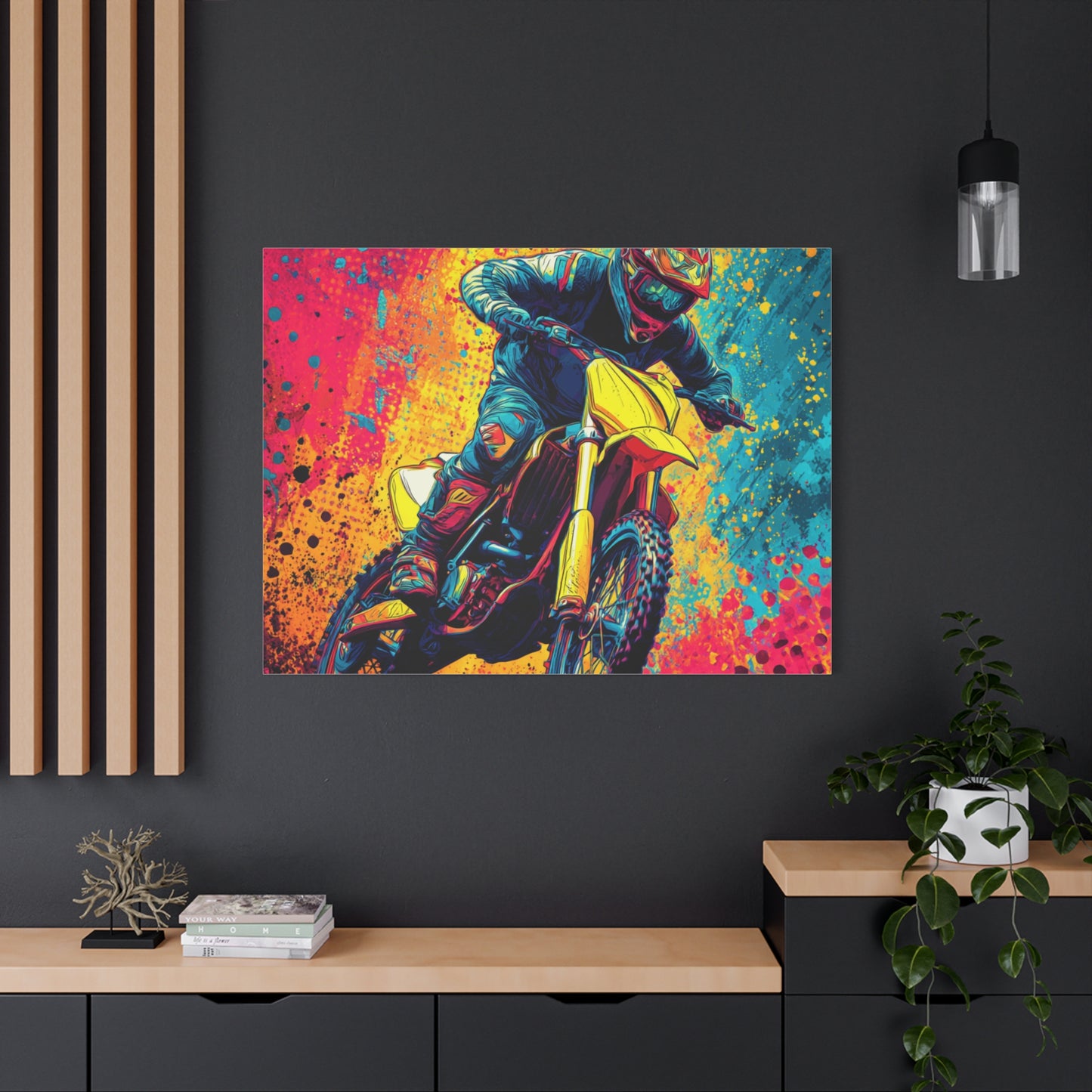 Vibrant Motocross Canvas Art, Perfect for Sports Enthusiasts, Wall Decor, Gift for Bikers, Home or Office Decoration