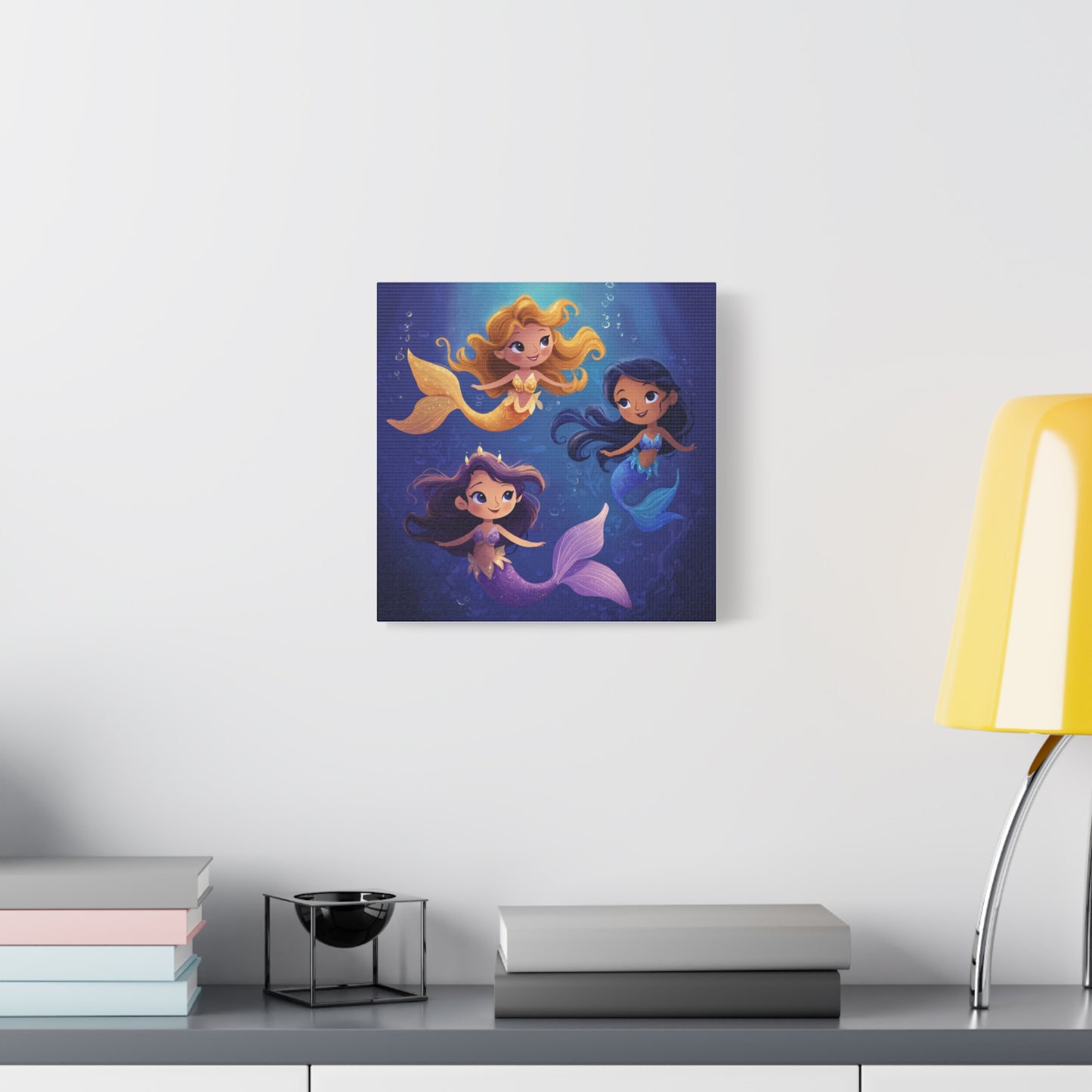 Mermaid Kids' Canvas Print, Whimsical Wall Art for Girls' Rooms, Cute Nursery Decor, Mermaid Theme Bedroom, Magical Birthday Gift