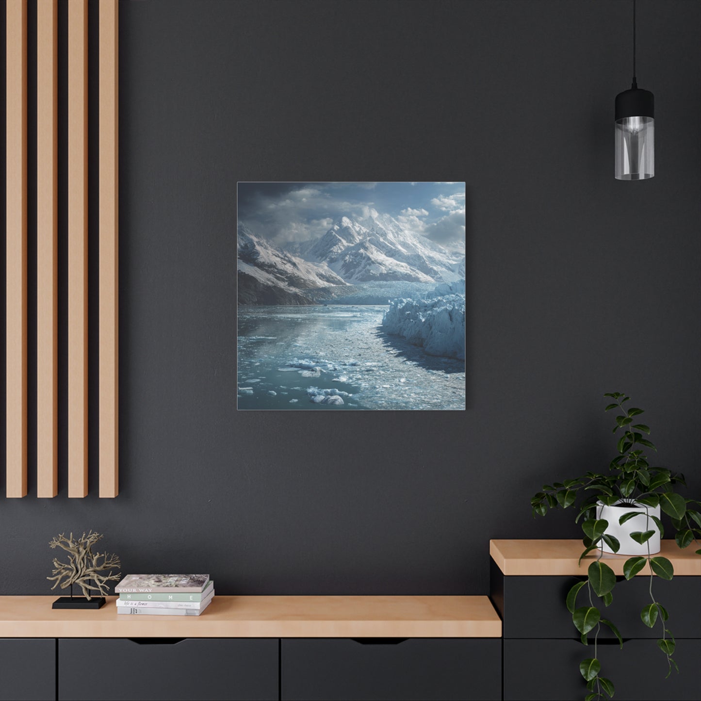 Stretched Canvas Art Print - Serene Glacier Landscape, Wall Decor, Nature Artwork, Gift for Nature Lovers, Home Décor, Winter Scene