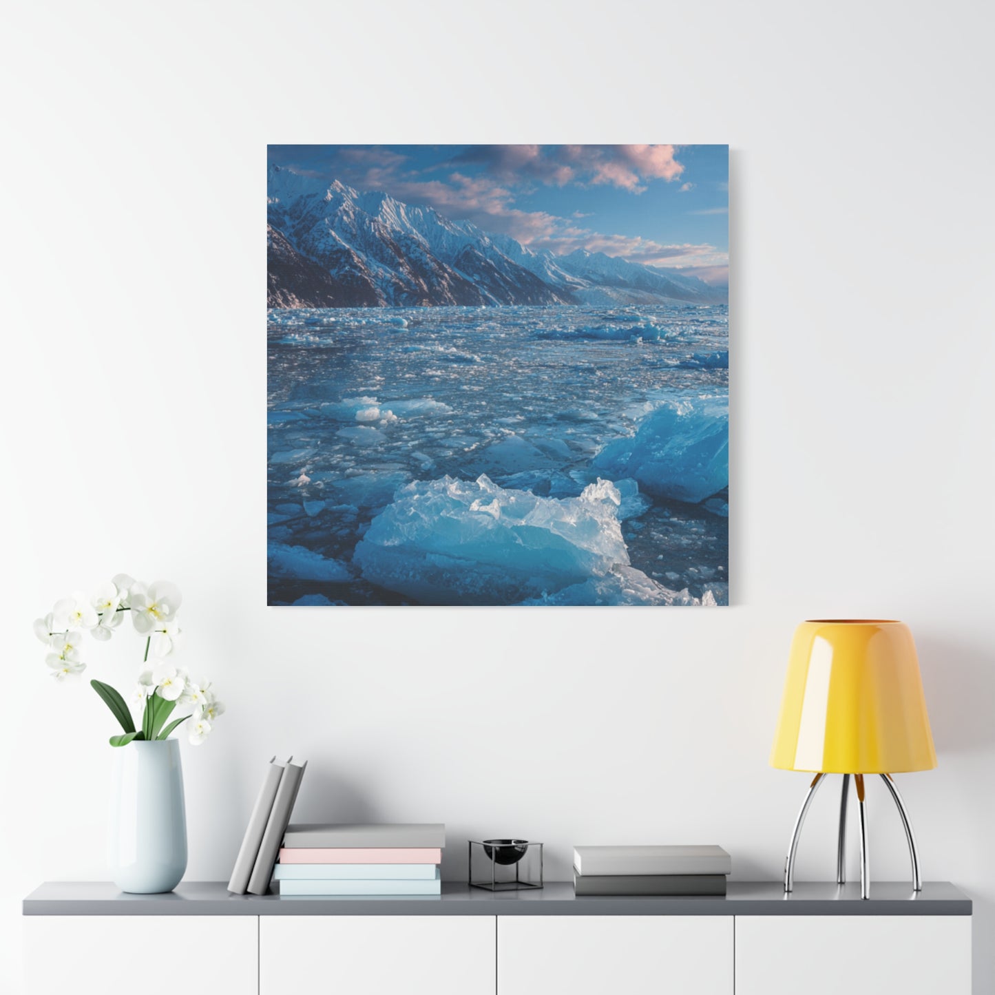 Serene Blue Glacier Canvas Wall Art, Landscape Decor, Home Serenity, Nature Prints for Living Room, Office, Gift Ideas