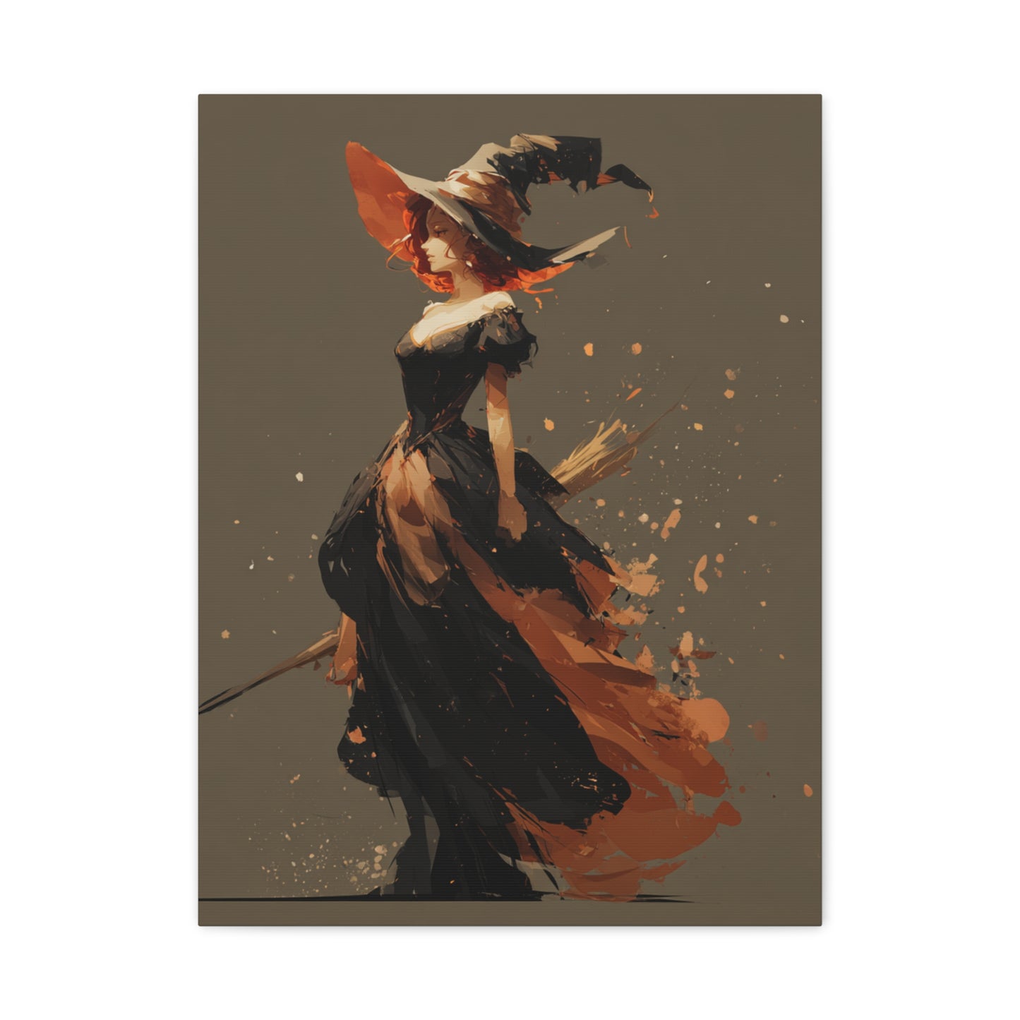 Witch Art Canvas Wall Decor, Magical Witch Painting, Halloween Home Decor, Modern Art Print, Witchcraft Wall Art