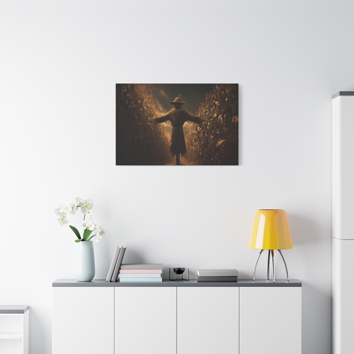 Canvas Print -  Scarecrow in Field - Wall Art Decor - Halloween