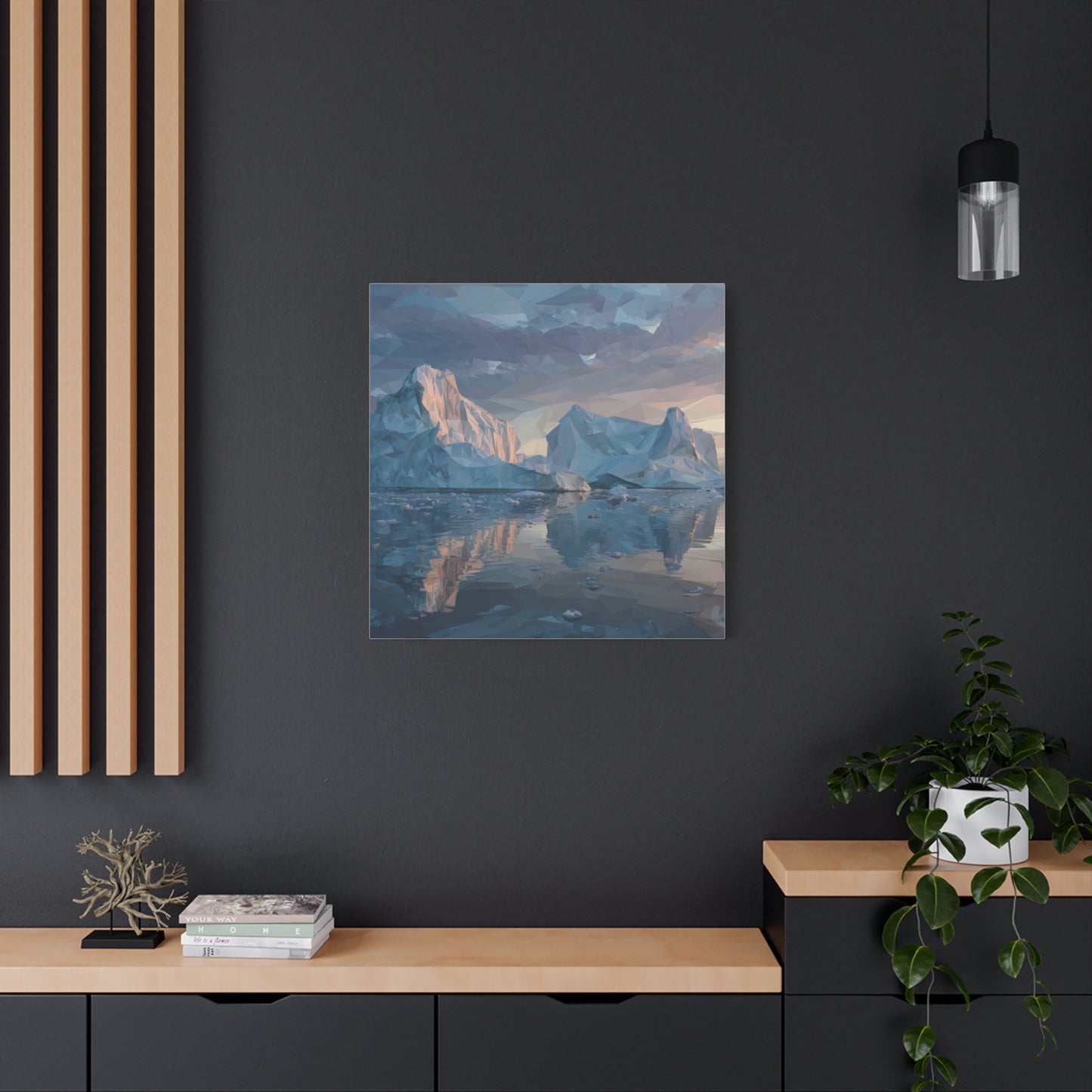 Stretched Canvas Art Print, Geometric Landscape Wall Decor, Minimalist Home Accent, Nature-Inspired Artwork, Unique Gift Idea