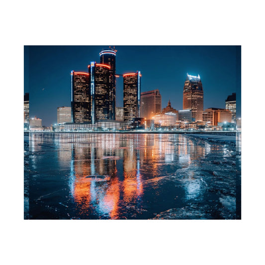 Poster: Detroit Michigan: Skyline at Night