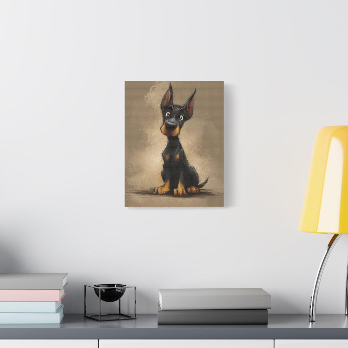 Cute Dog Art Canvas Print, Stretched Dog Wall Decor, Pet Lover Gift, Home Decor for Dog Owners, Animal Portrait, Dog Mom Gift
