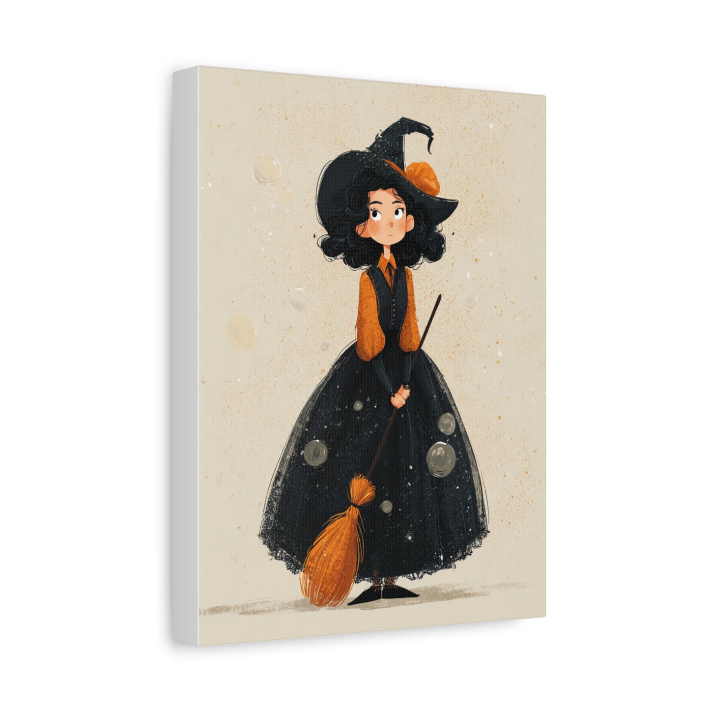 Whimsical Halloween Canvas Art, Decor for Fall, Spooky Season Home Decor, Witch Artwork, Gift for Witch Lovers, Cute Black Hat Art