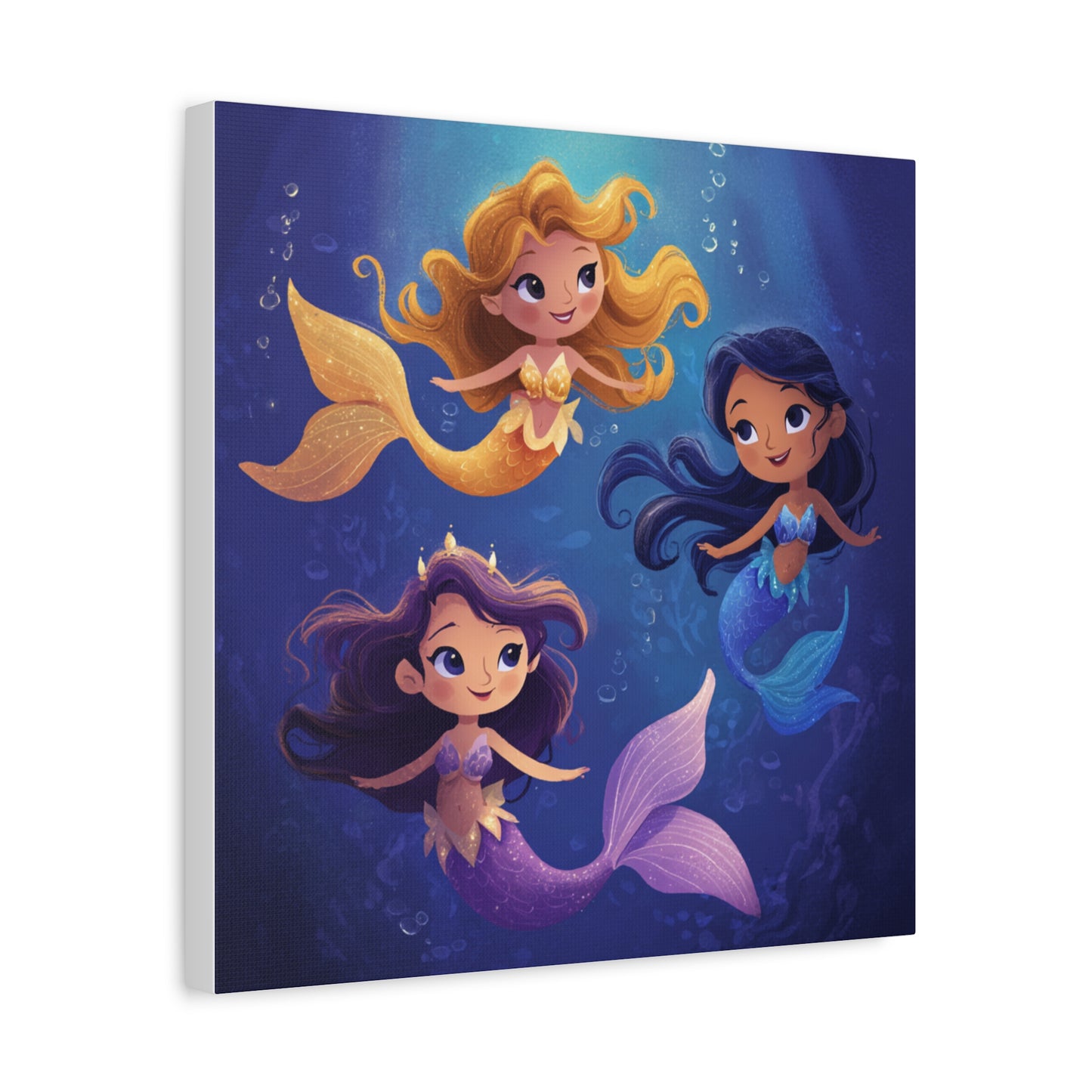 Mermaid Kids' Canvas Print, Whimsical Wall Art for Girls' Rooms, Cute Nursery Decor, Mermaid Theme Bedroom, Magical Birthday Gift
