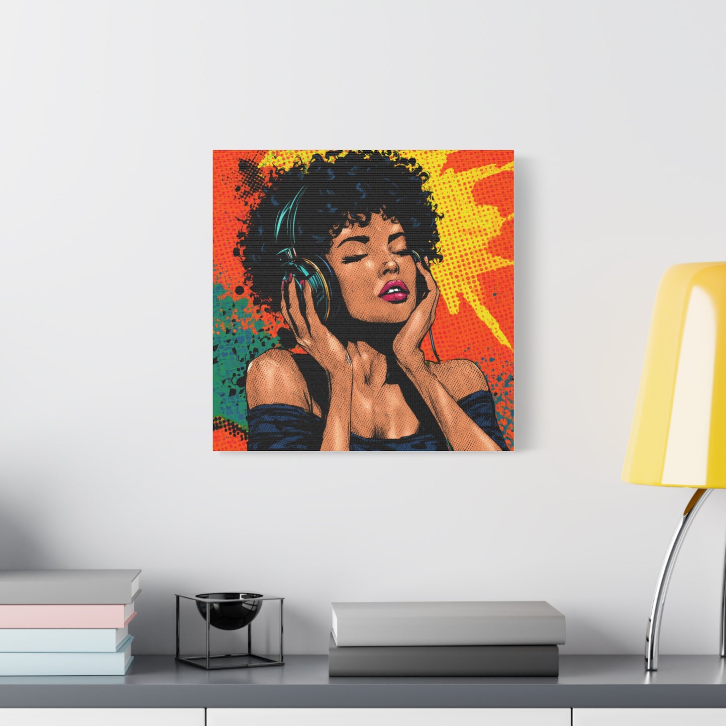 Vibrant Canvas Wall Art, Pop Art Painting, Music Lover