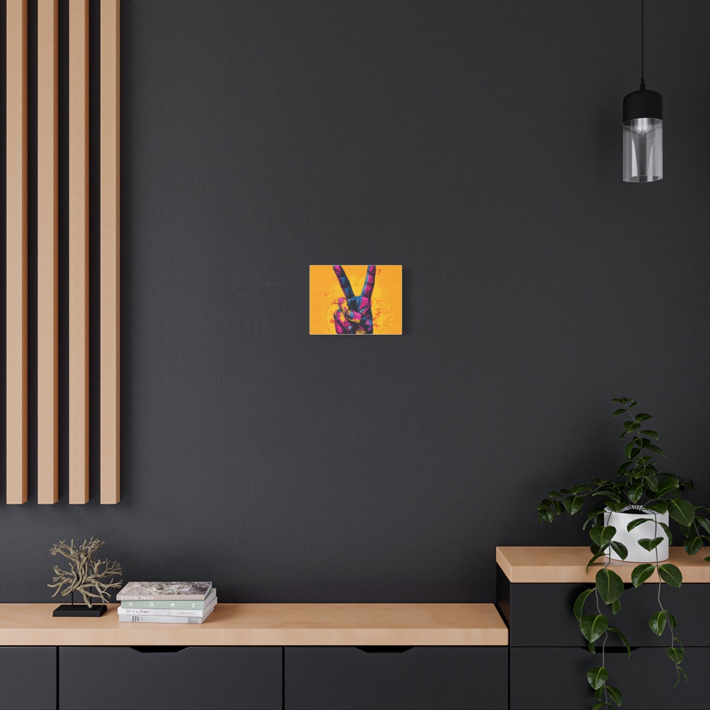 Canvas Print - Hand in Peace Sign, Colorful Pop Art