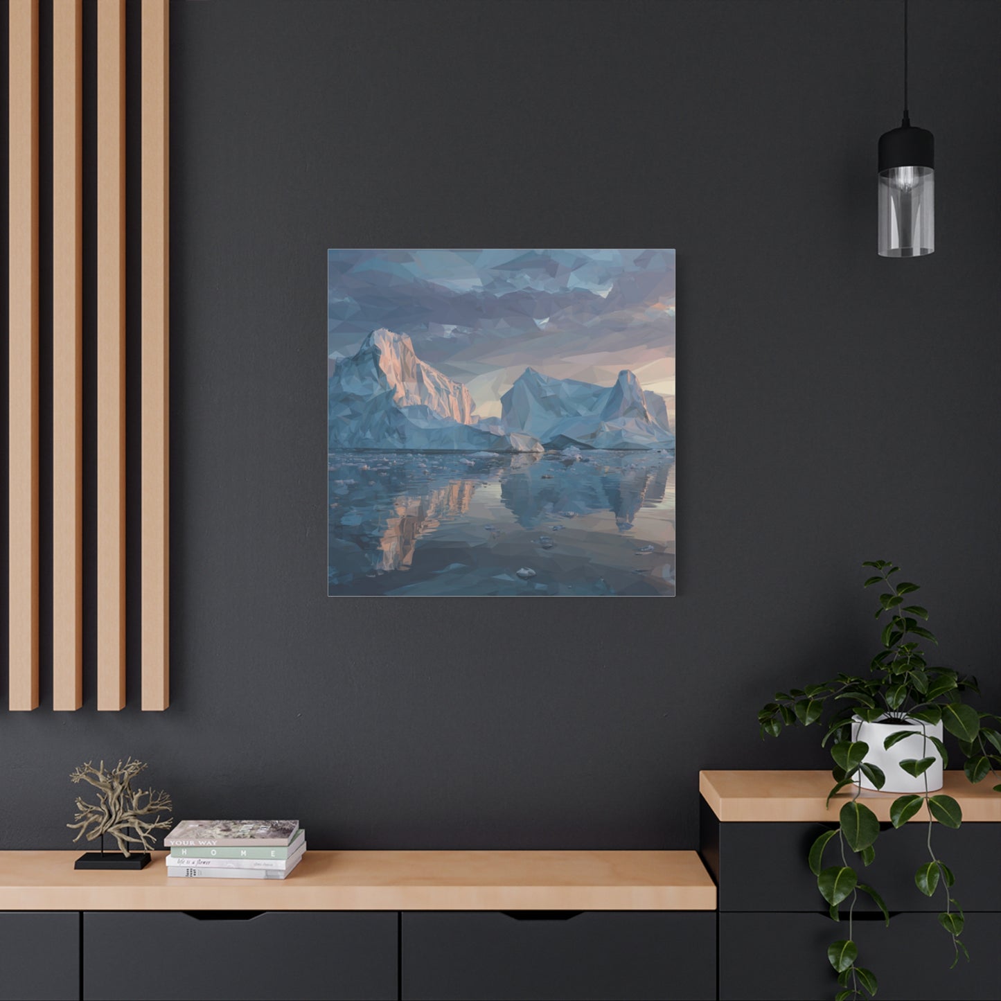 Stretched Canvas Art Print, Geometric Landscape Wall Decor, Minimalist Home Accent, Nature-Inspired Artwork, Unique Gift Idea