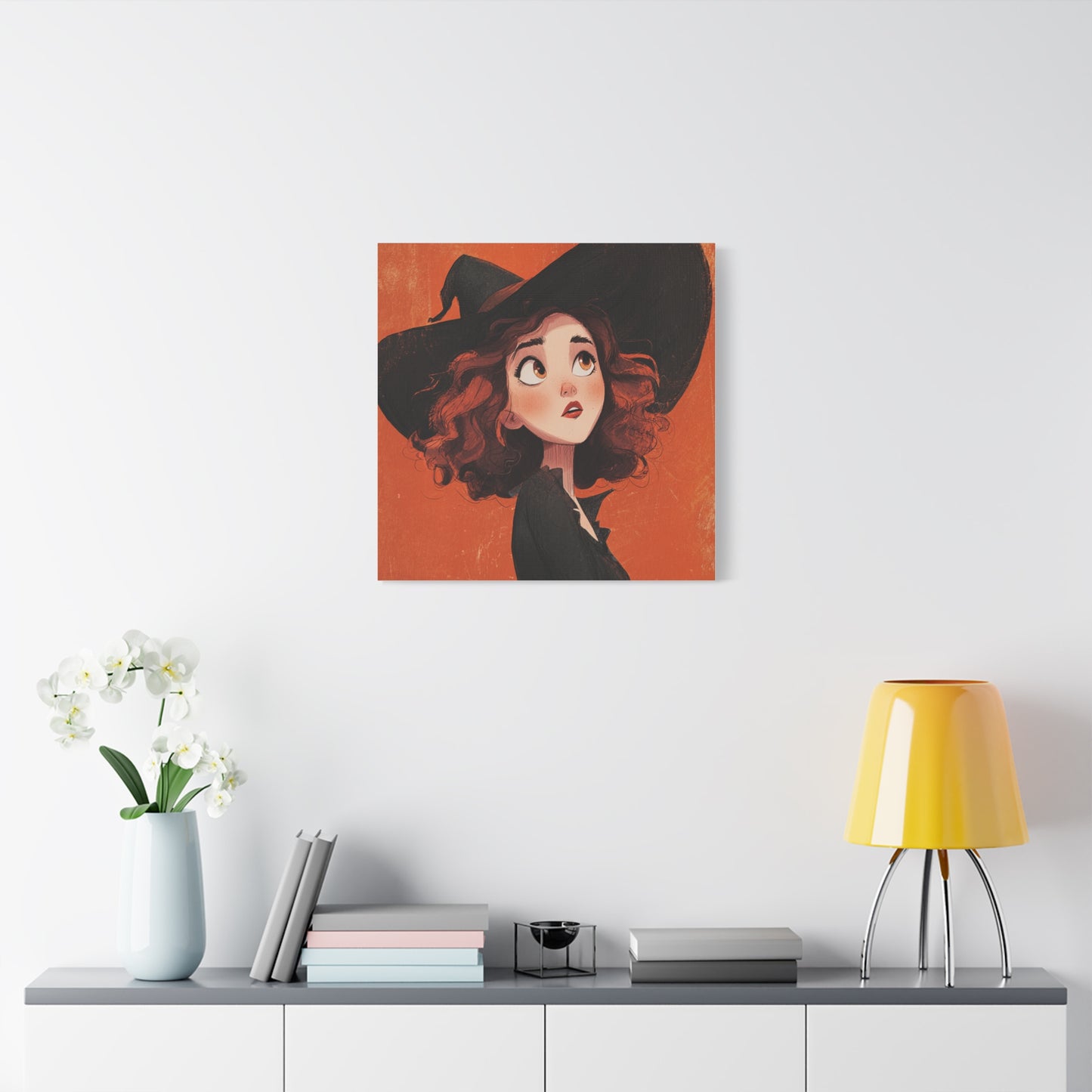 Whimsical Witch Canvas Print, Halloween Decor, Art for Home, Gift for Witches, Fall Wall Art, Magic Lover's Gift