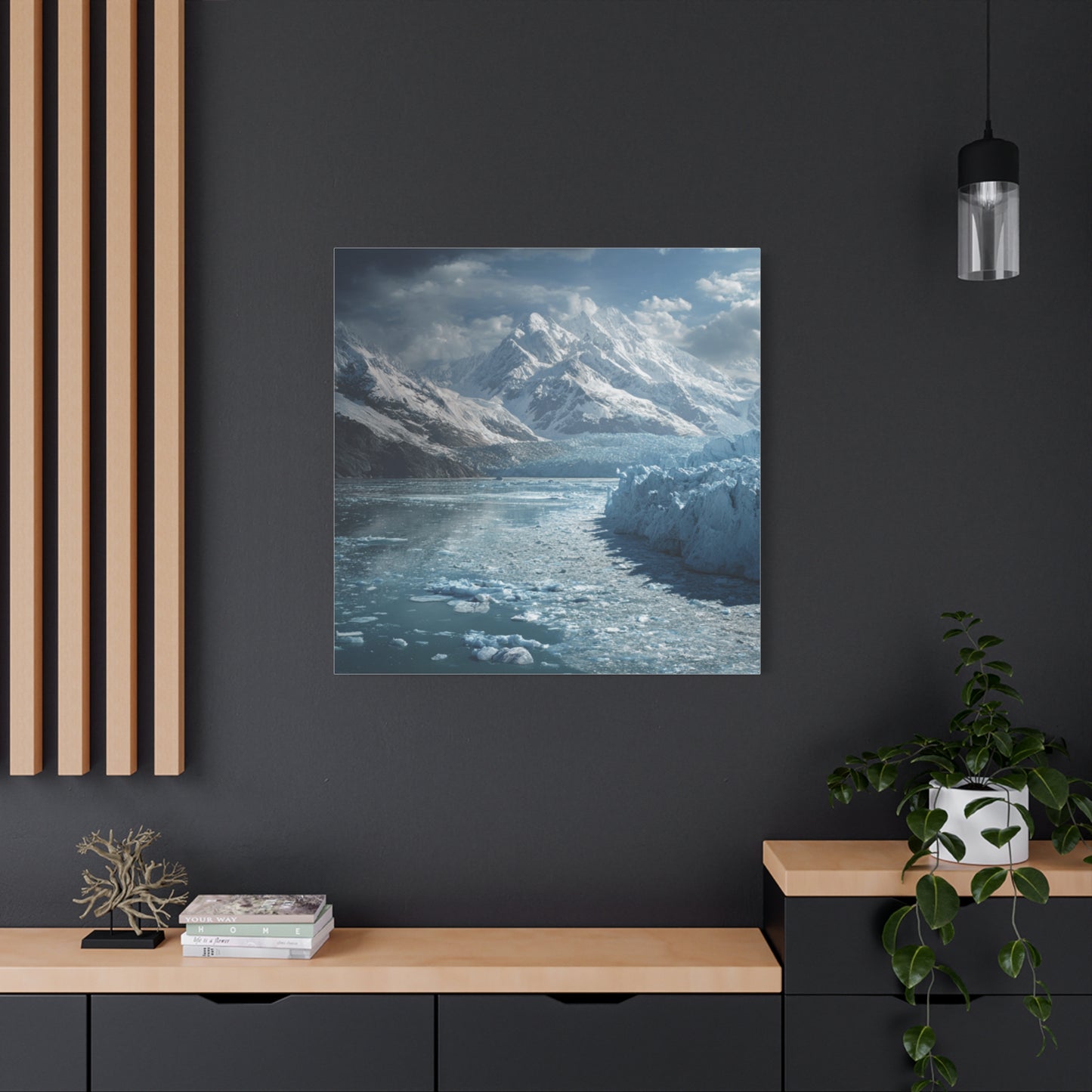 Stretched Canvas Art Print - Serene Glacier Landscape, Wall Decor, Nature Artwork, Gift for Nature Lovers, Home Décor, Winter Scene