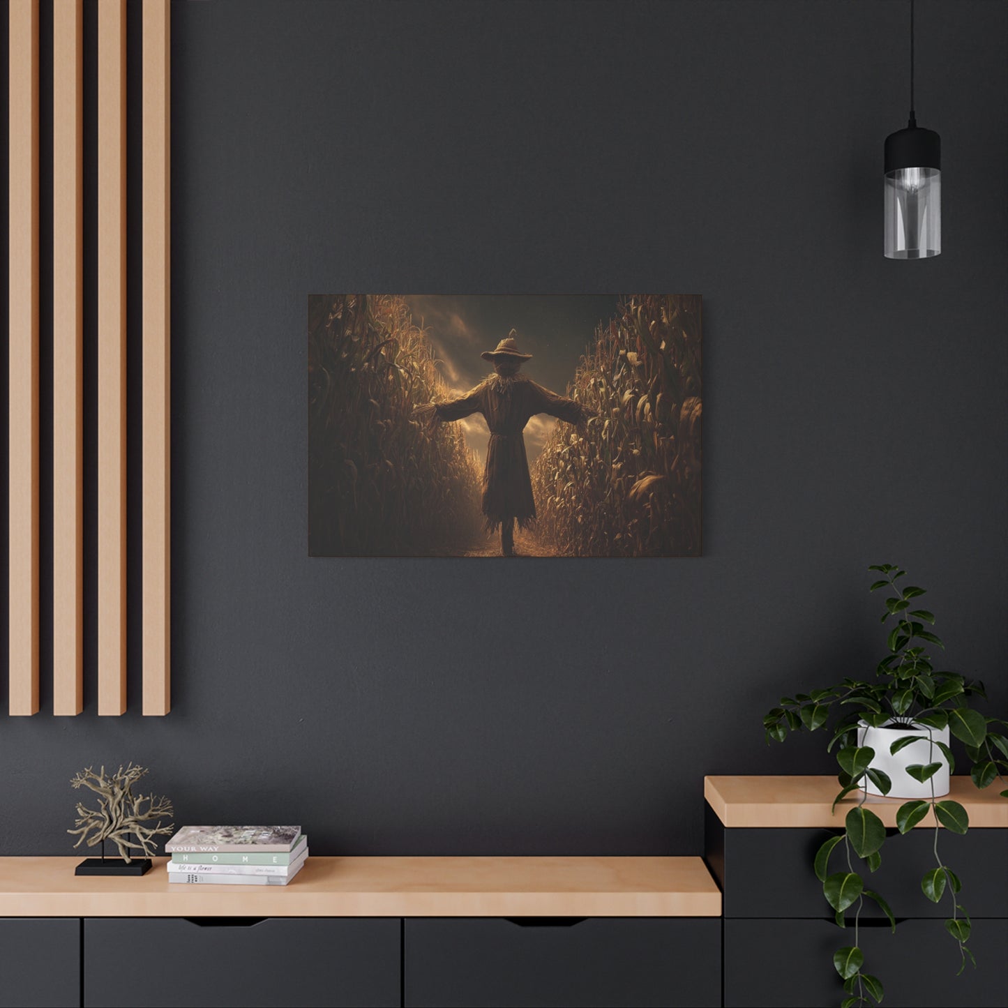 Canvas Print -  Scarecrow in Field - Wall Art Decor - Halloween