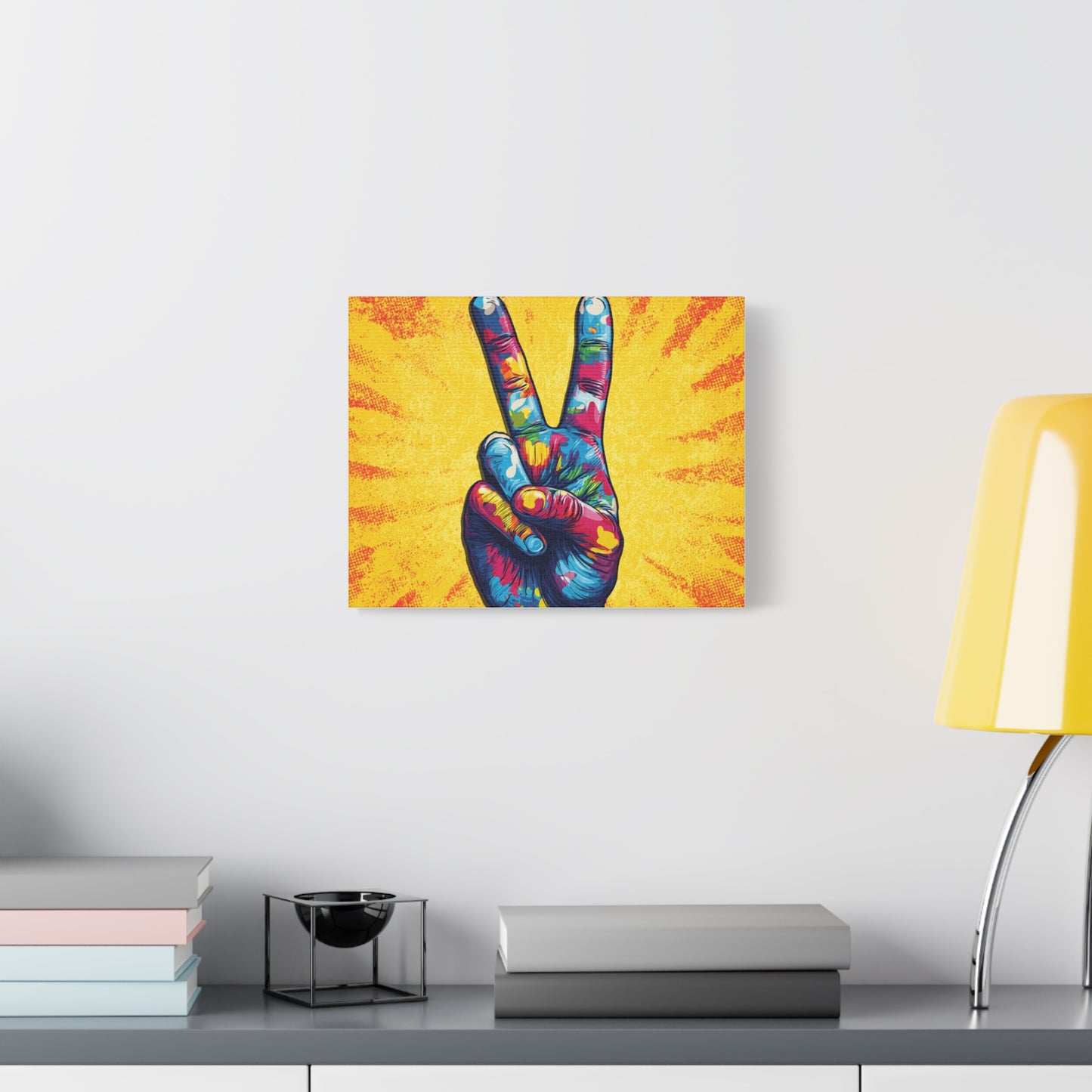Canvas Print - Hand Peace Sign Pop Art Style