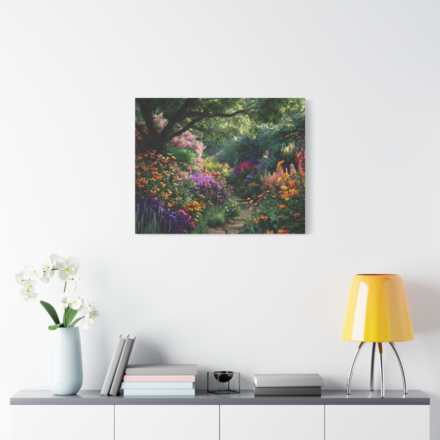 Vibrant Garden Canvas Art, Nature Wall Decor, Floral Home Accent, Landscape Print, Botanical Artwork for Any Room