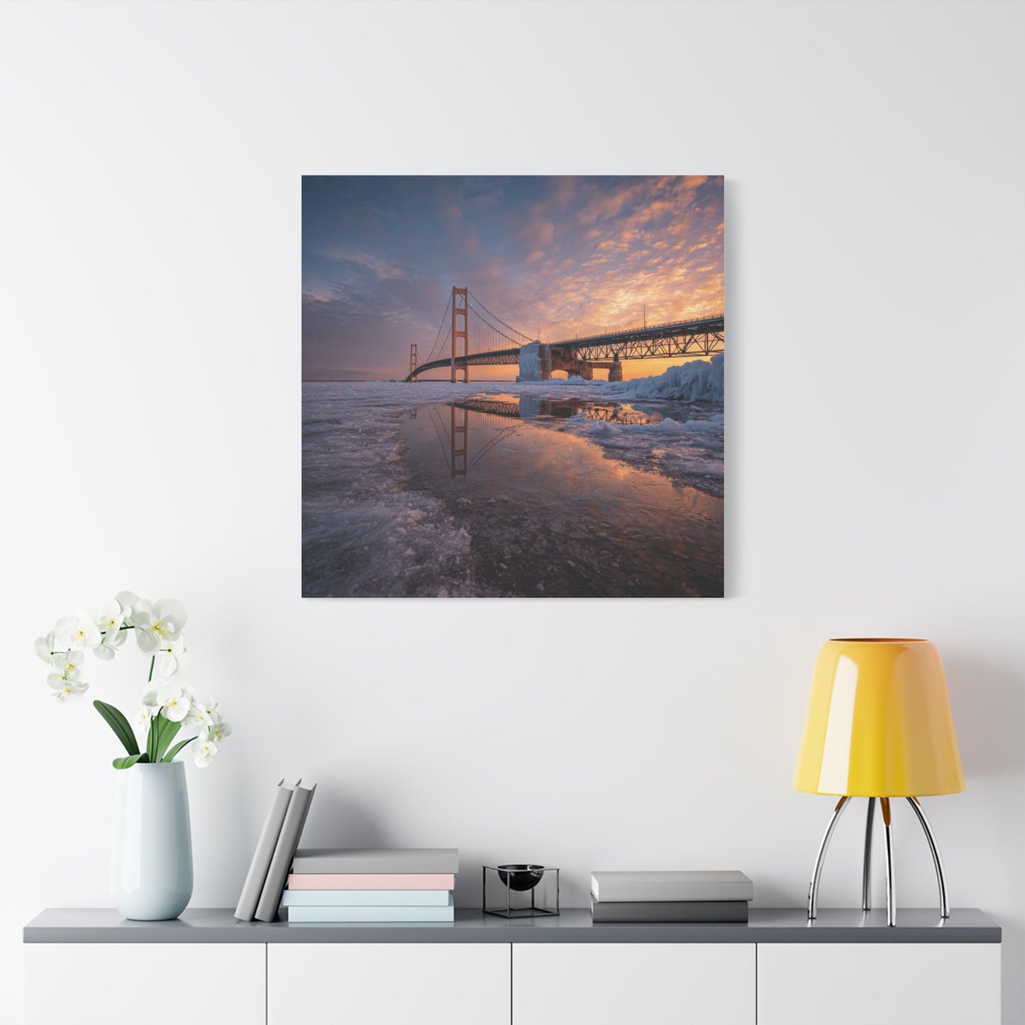 Framed Canvas Wall Art, Stunning Michigan Bridge, Home Decor, Gift for Art Lovers, Modern Aesthetic, Nature Photography