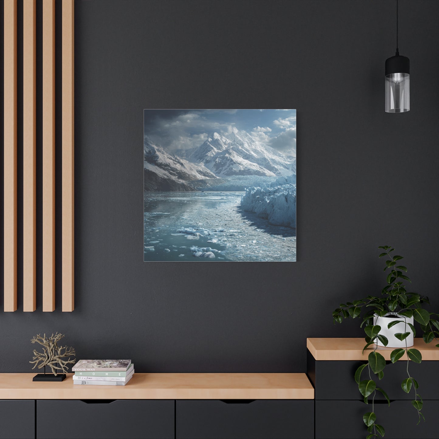 Stretched Canvas Art Print - Serene Glacier Landscape, Wall Decor, Nature Artwork, Gift for Nature Lovers, Home Décor, Winter Scene