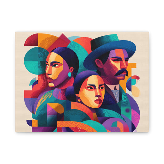 Vibrant Canvas Art Print, Colorful Abstract Portrait, Wall Decor, Boho Home Decor, Unique Gift Idea, Framed Art