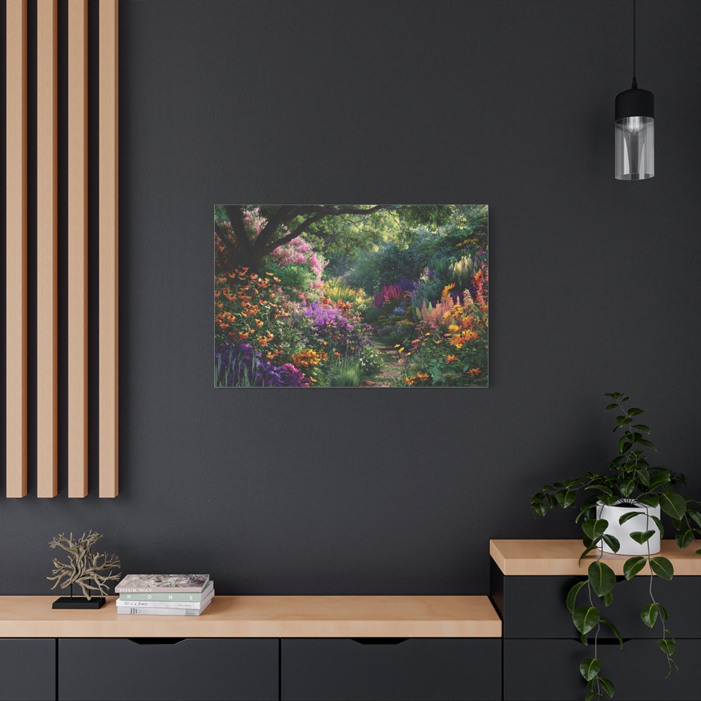 Vibrant Garden Canvas Art, Nature Wall Decor, Floral Home Accent, Landscape Print, Botanical Artwork for Any Room