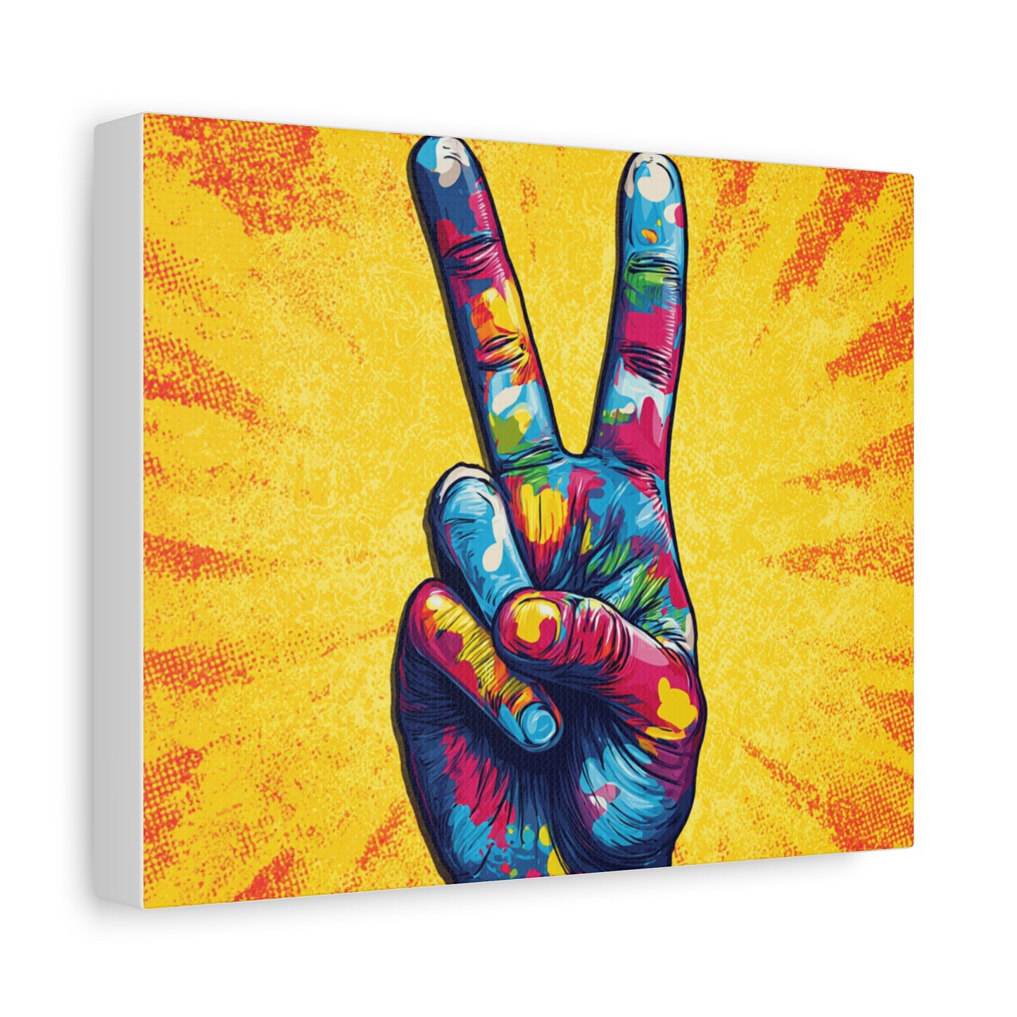 Canvas Print - Hand Peace Sign Pop Art Style