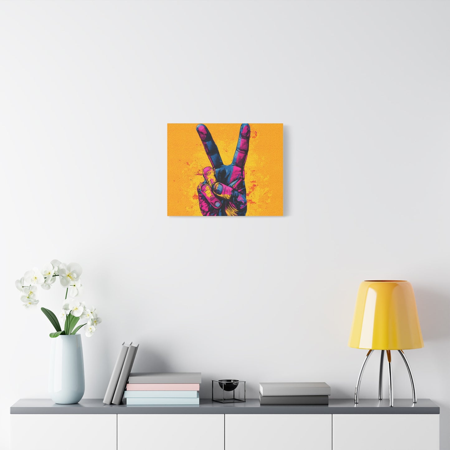 Canvas Print - Hand in Peace Sign, Colorful Pop Art