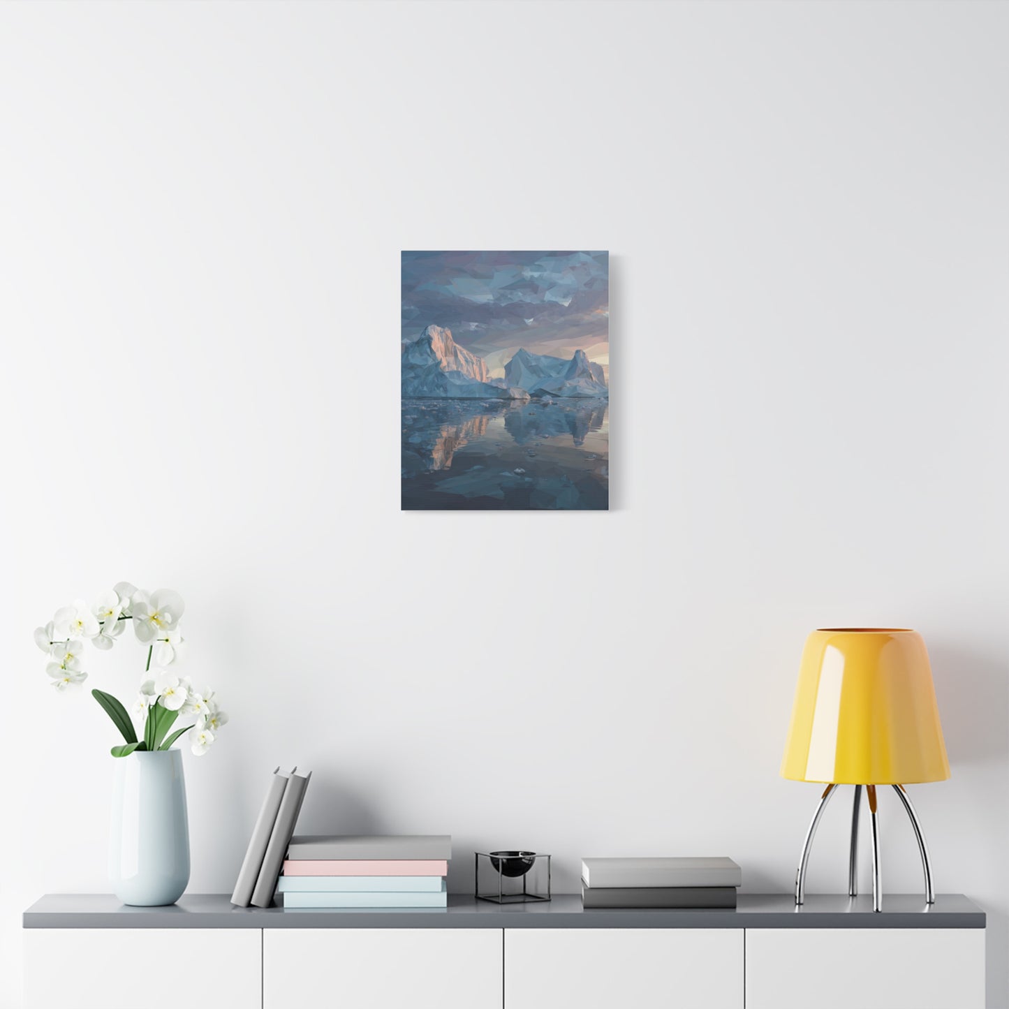 Stretched Canvas Art Print, Geometric Landscape Wall Decor, Minimalist Home Accent, Nature-Inspired Artwork, Unique Gift Idea