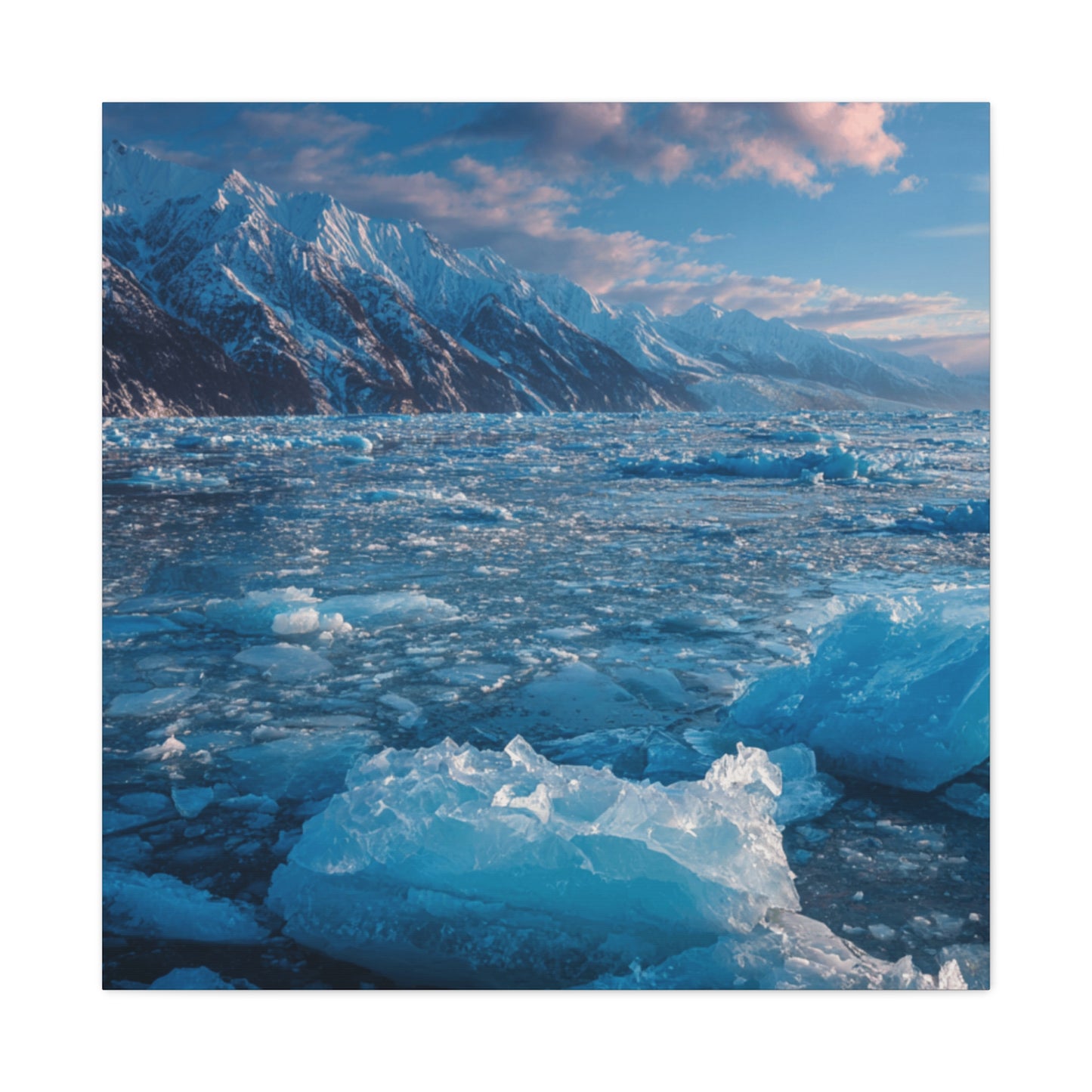 Serene Blue Glacier Canvas Wall Art, Landscape Decor, Home Serenity, Nature Prints for Living Room, Office, Gift Ideas