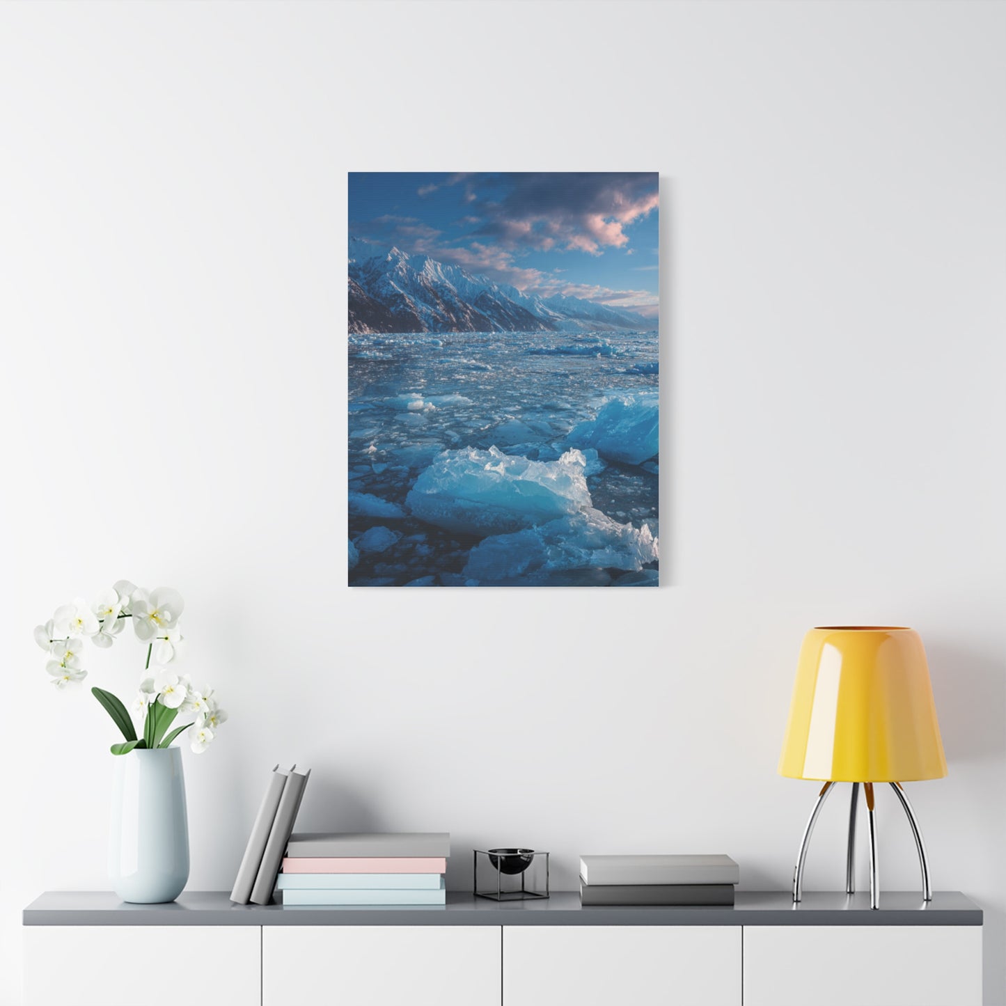 Serene Blue Glacier Canvas Wall Art, Landscape Decor, Home Serenity, Nature Prints for Living Room, Office, Gift Ideas