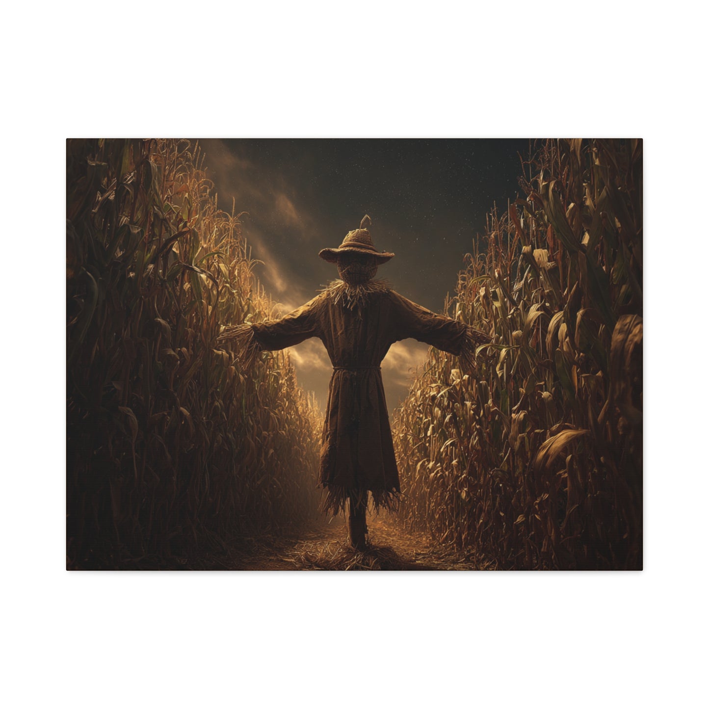 Canvas Print -  Scarecrow in Field - Wall Art Decor - Halloween