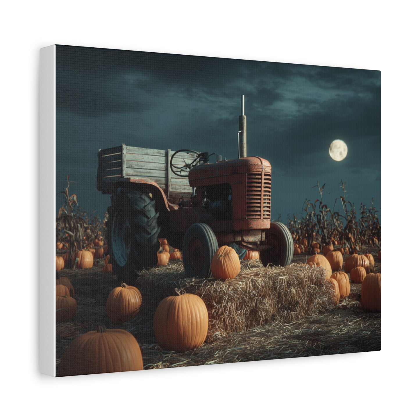 Canvas Print - Tractor in Pumpkin Patch Autumn Scene