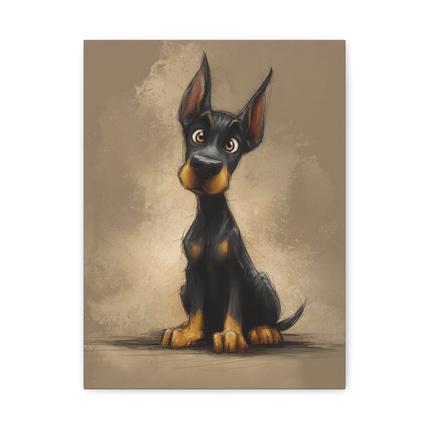 Cute Dog Art Canvas Print, Stretched Dog Wall Decor, Pet Lover Gift, Home Decor for Dog Owners, Animal Portrait, Dog Mom Gift