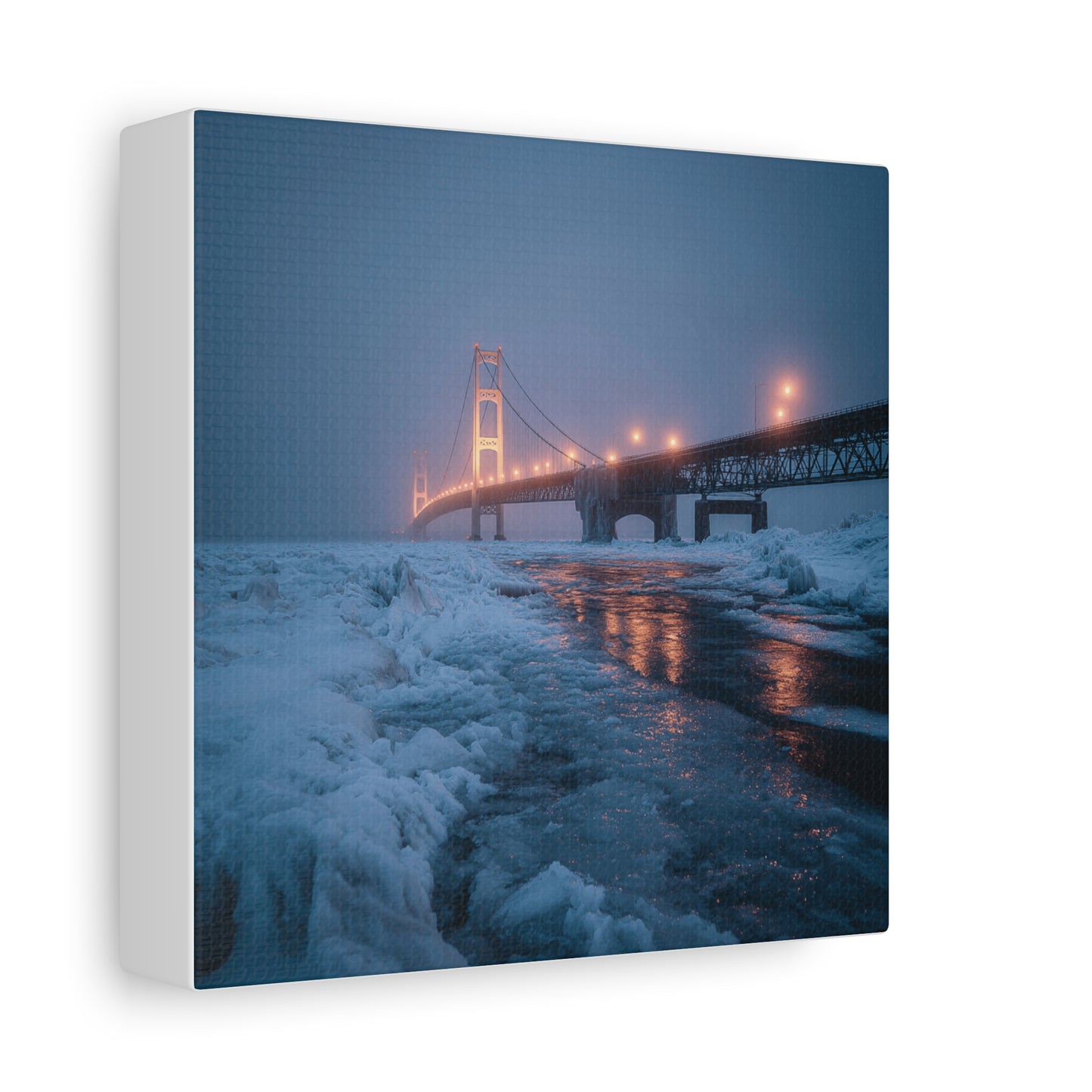Winter Bridge Canvas Print, Decorative Wall Art, Home Decor, Framed Landscape, Gift for Nature Lovers, Contemporary Art