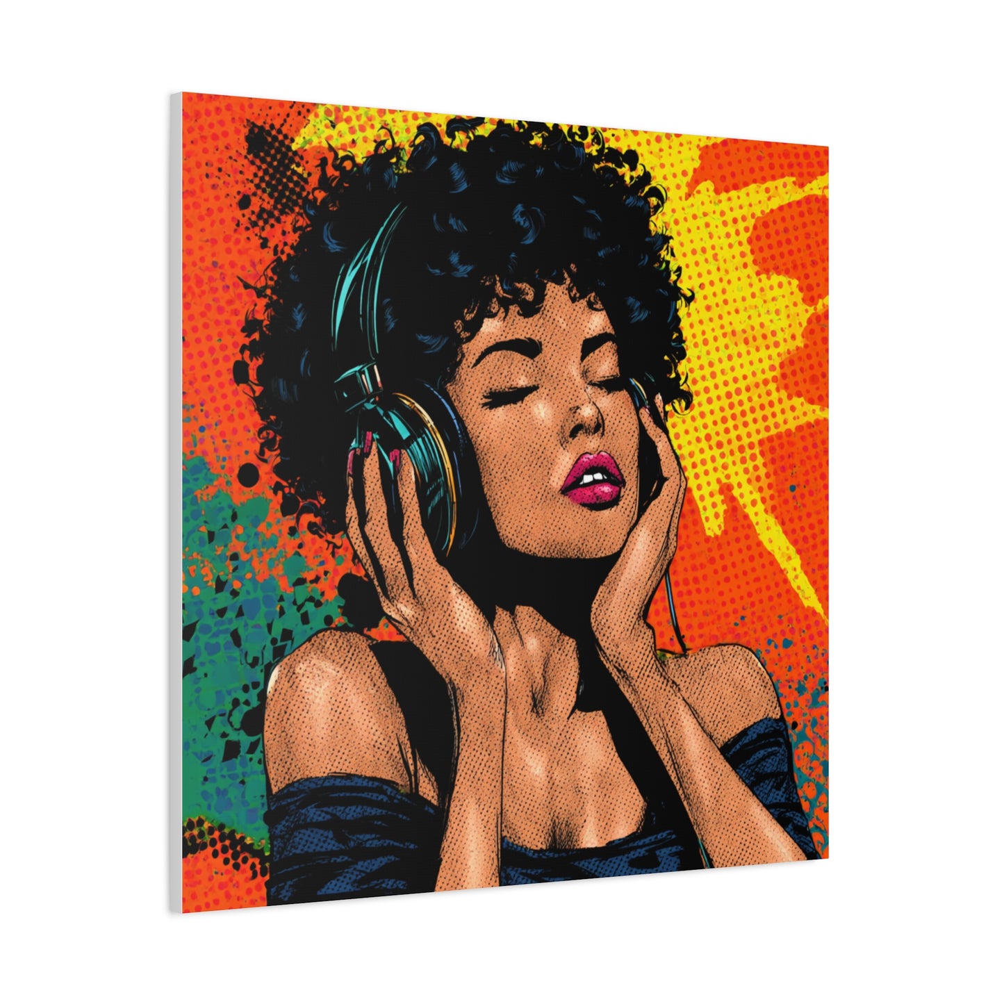 Vibrant Canvas Wall Art, Pop Art Painting, Music Lover