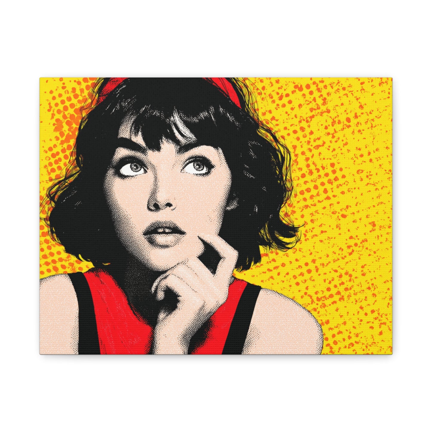 Canvas Print - Pop Art Woman with Black Hair and Red Accents
