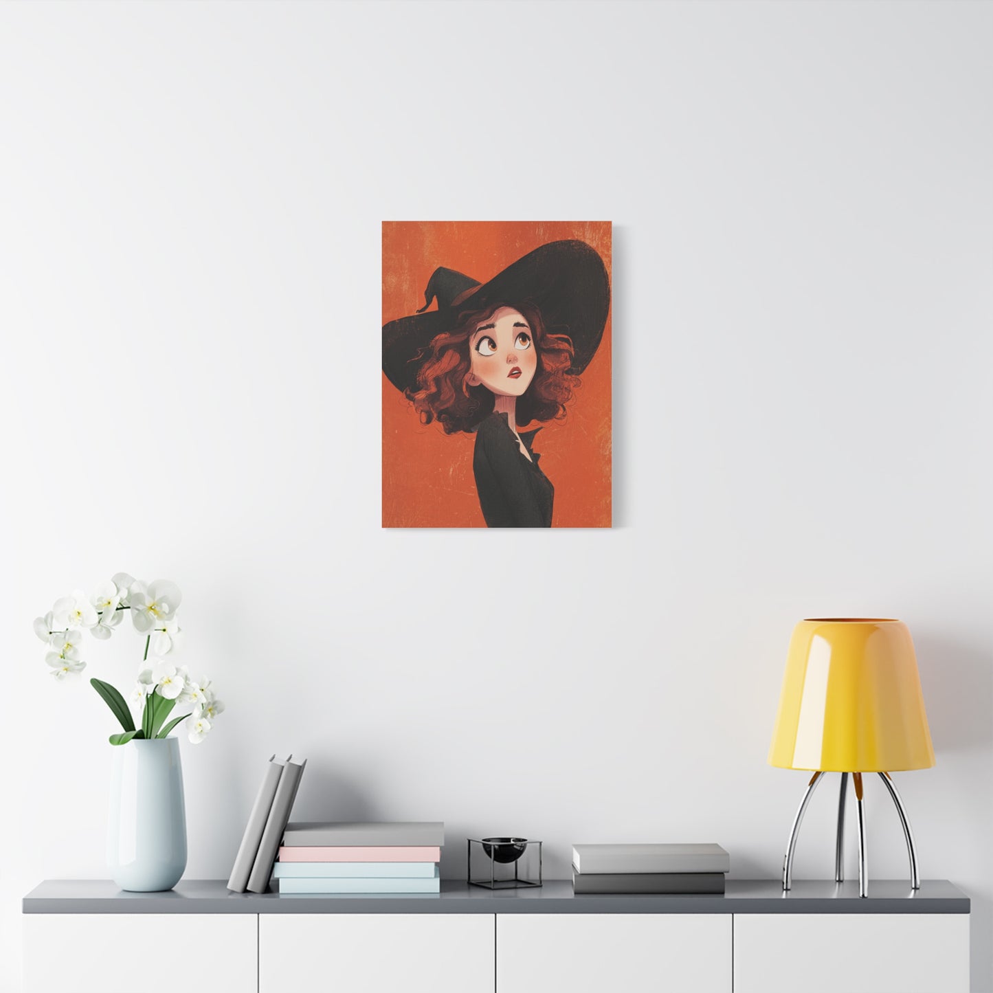 Whimsical Witch Canvas Print, Halloween Decor, Art for Home, Gift for Witches, Fall Wall Art, Magic Lover's Gift