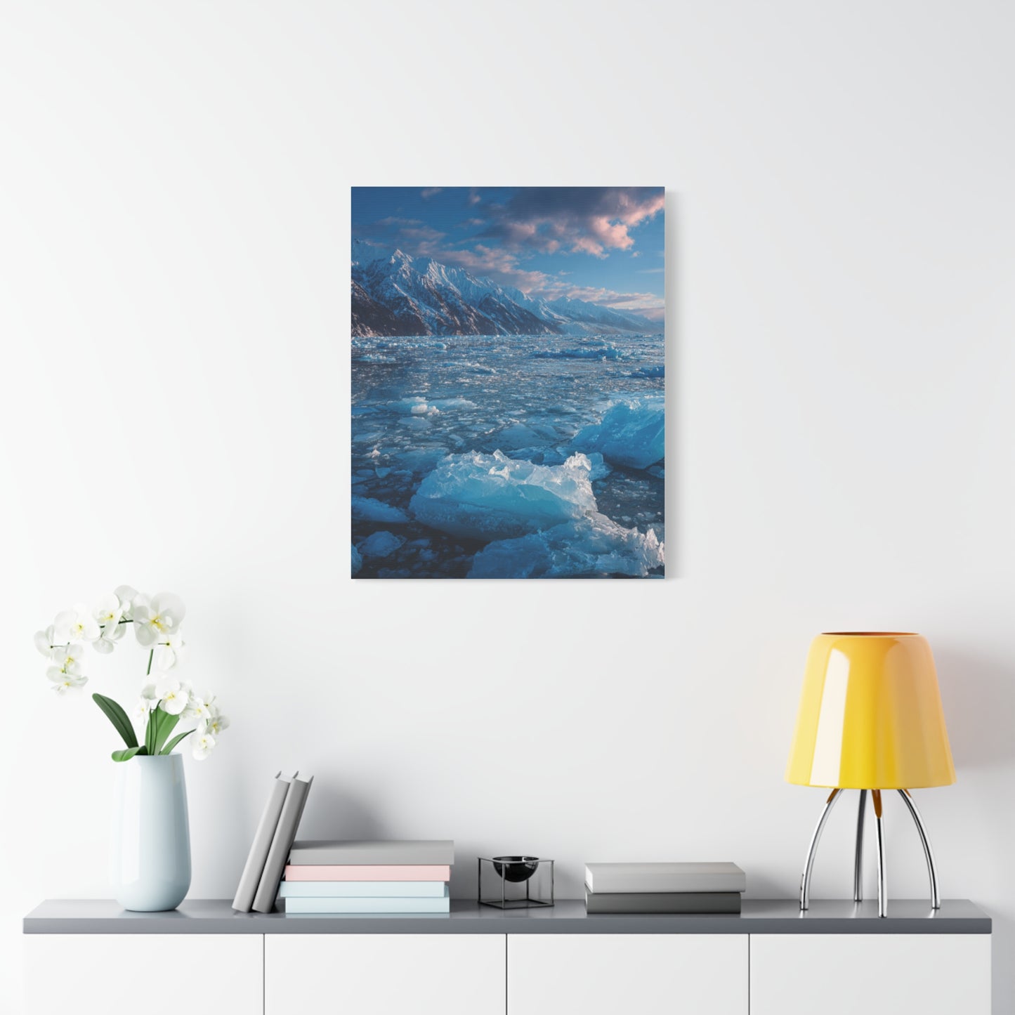 Serene Blue Glacier Canvas Wall Art, Landscape Decor, Home Serenity, Nature Prints for Living Room, Office, Gift Ideas