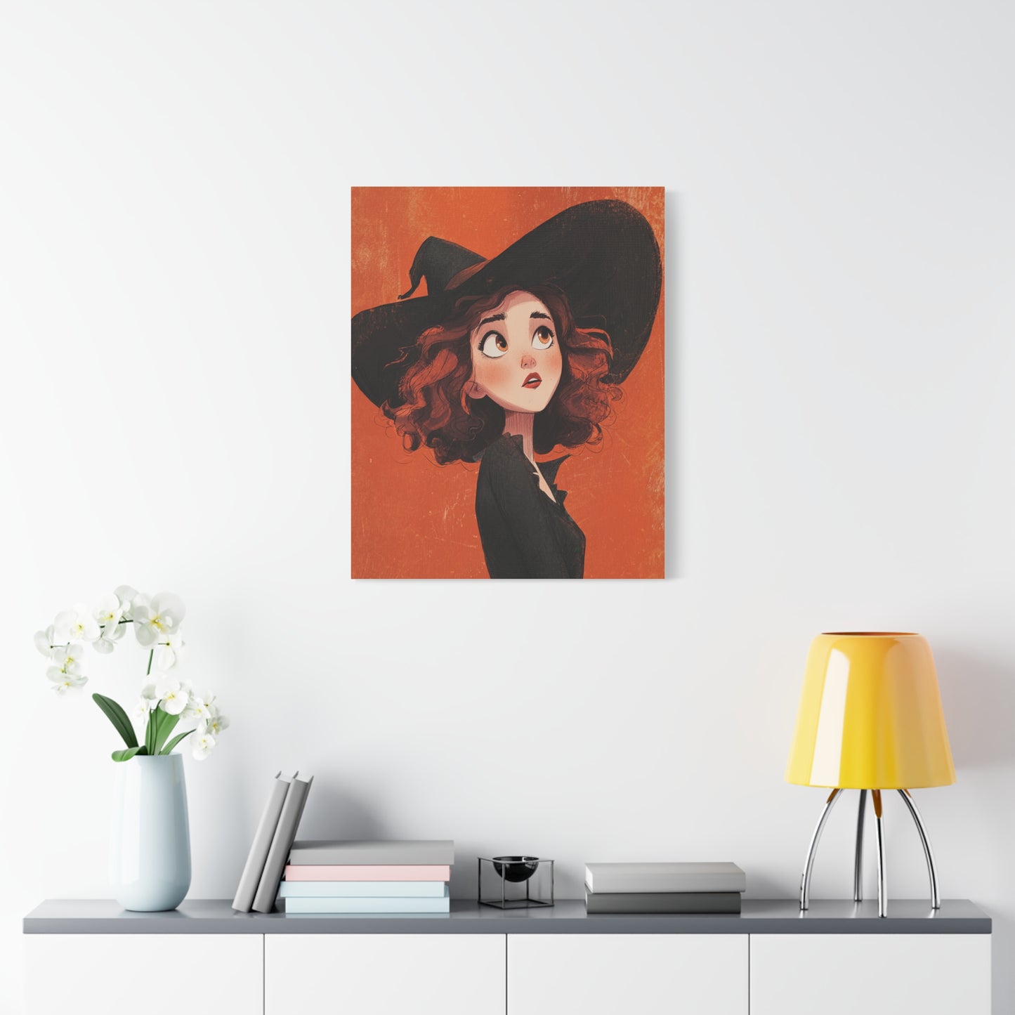 Whimsical Witch Canvas Print, Halloween Decor, Art for Home, Gift for Witches, Fall Wall Art, Magic Lover's Gift