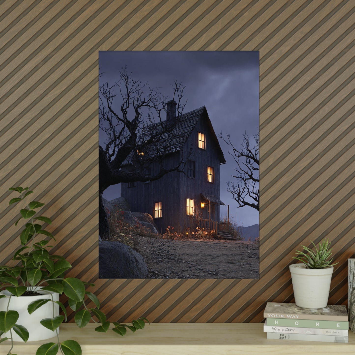Haunting Home Posters, Dark Aesthetic Wall Art, Cozy Living Room Decor, Spooky Artwork, Halloween Decoration