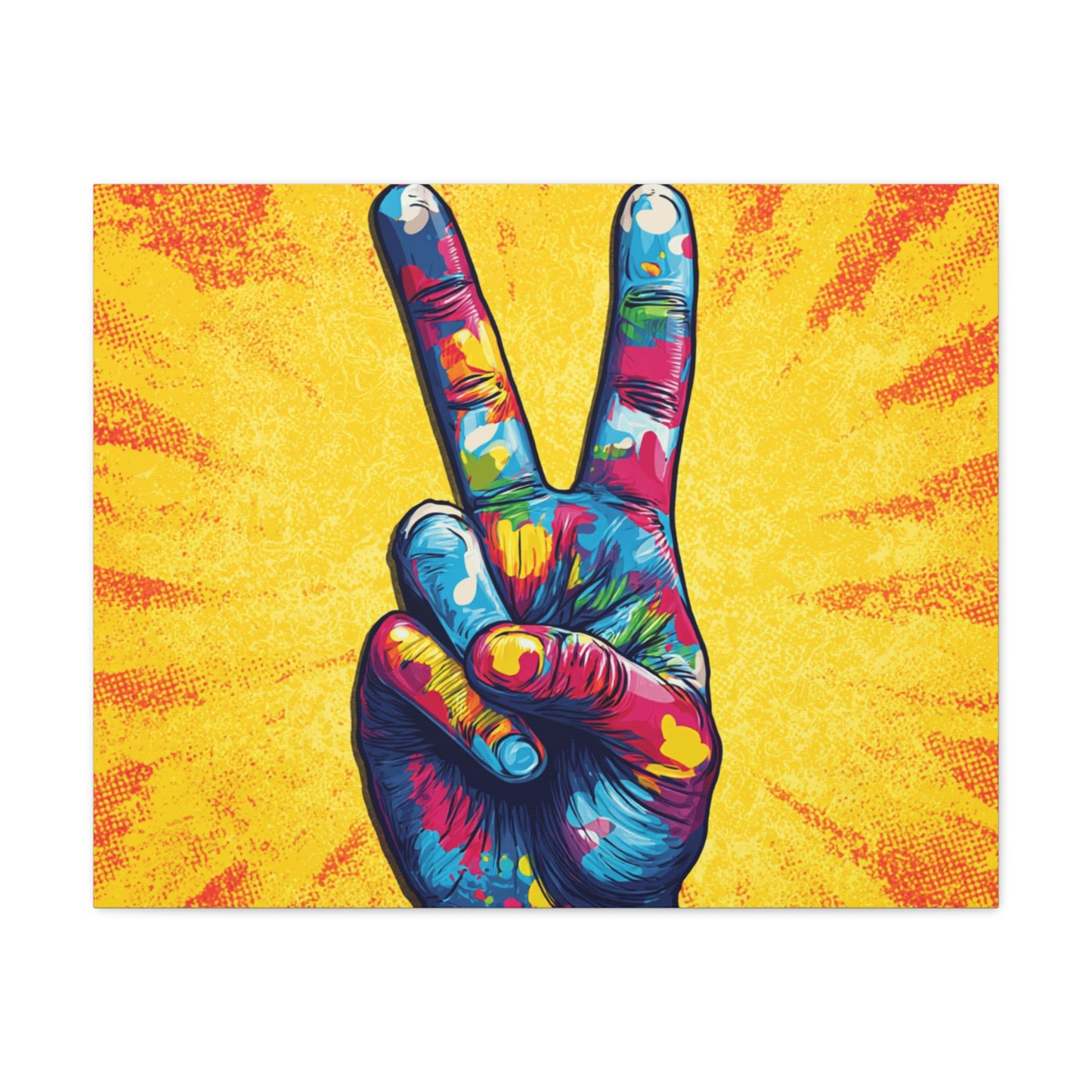 Canvas Print - Hand Peace Sign Pop Art Style