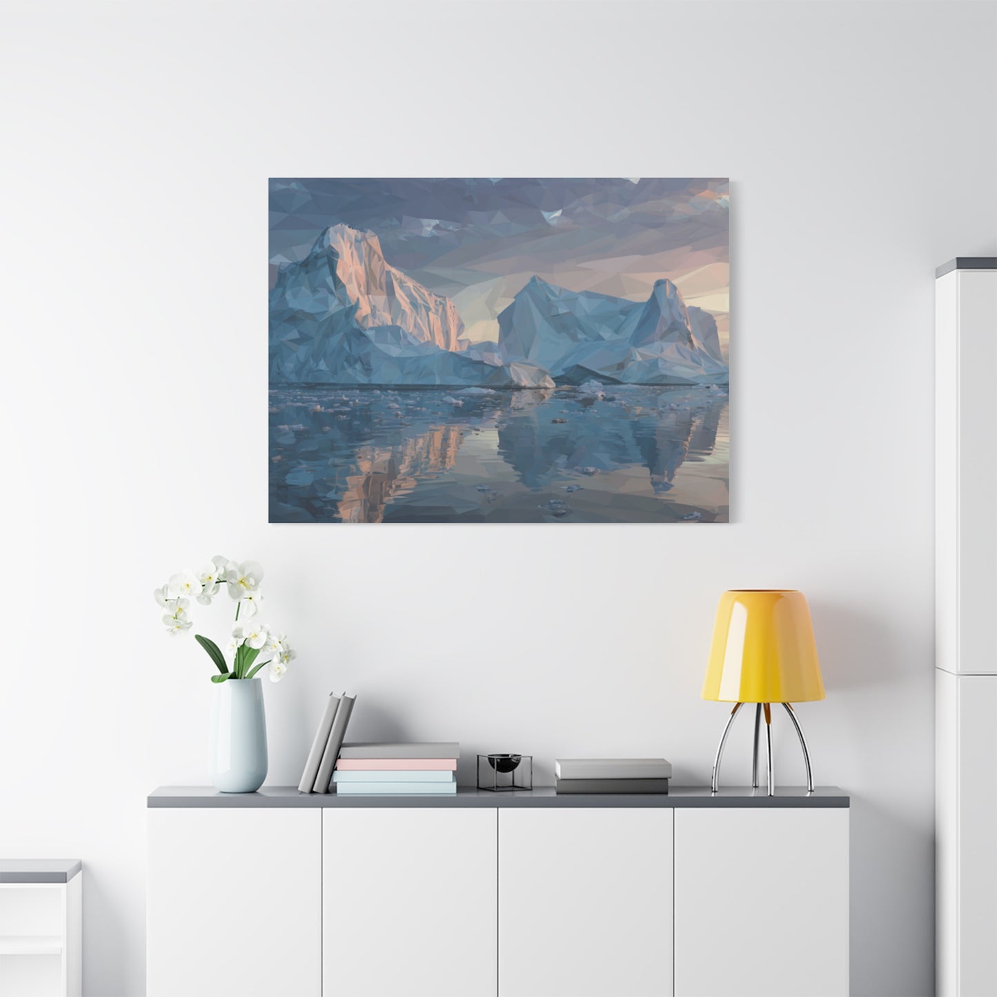 Stretched Canvas Art Print, Geometric Landscape Wall Decor, Minimalist Home Accent, Nature-Inspired Artwork, Unique Gift Idea