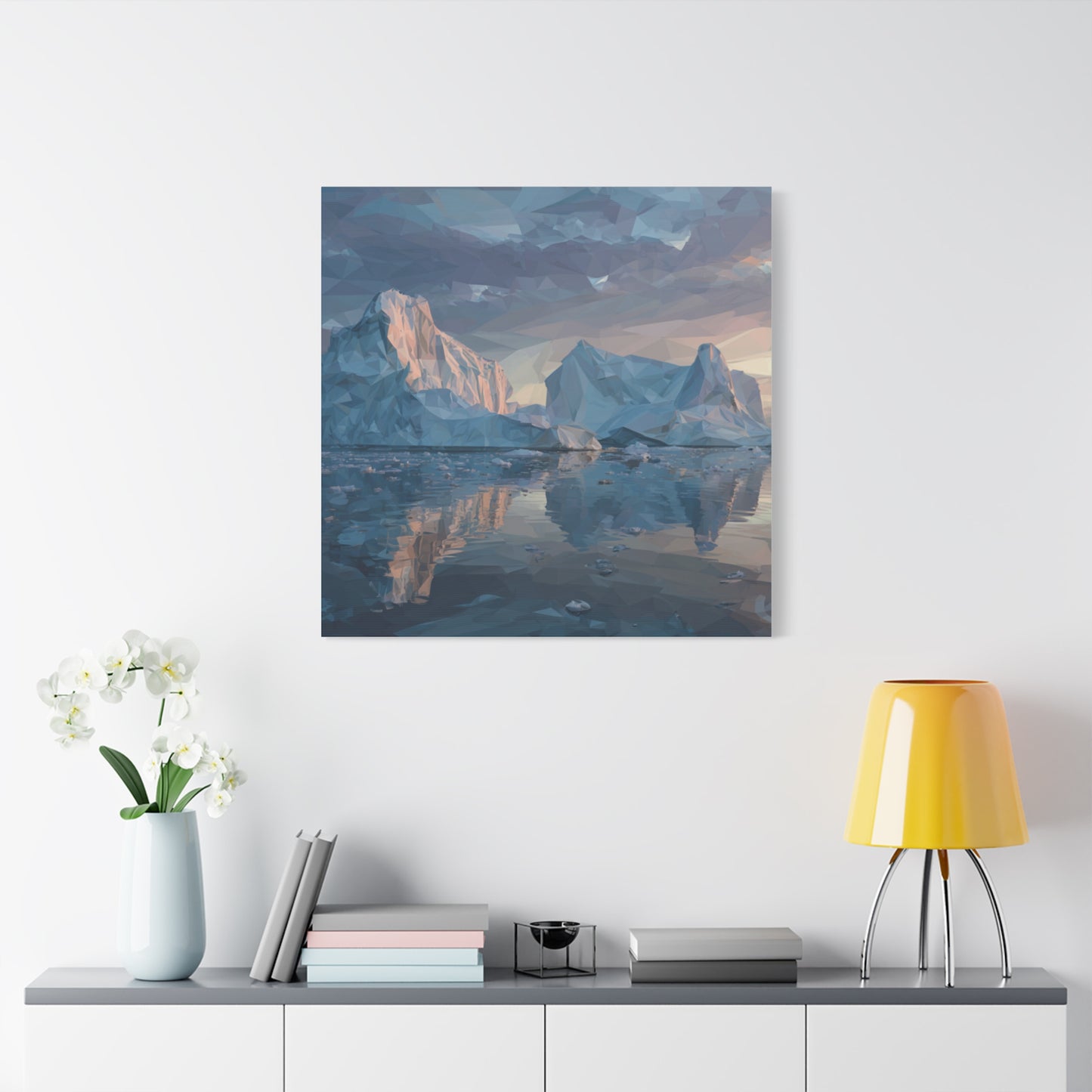 Stretched Canvas Art Print, Geometric Landscape Wall Decor, Minimalist Home Accent, Nature-Inspired Artwork, Unique Gift Idea