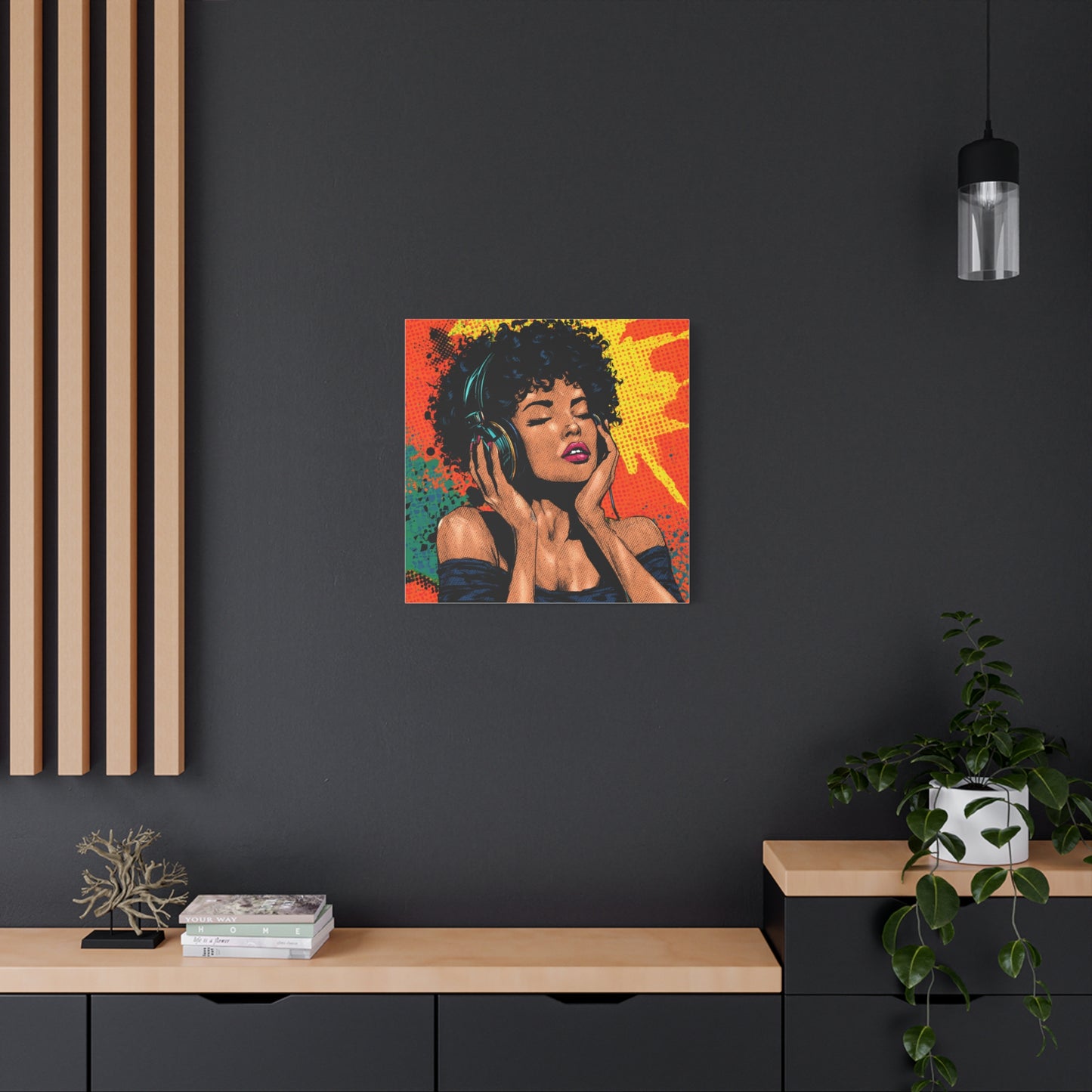 Vibrant Canvas Wall Art, Pop Art Painting, Music Lover