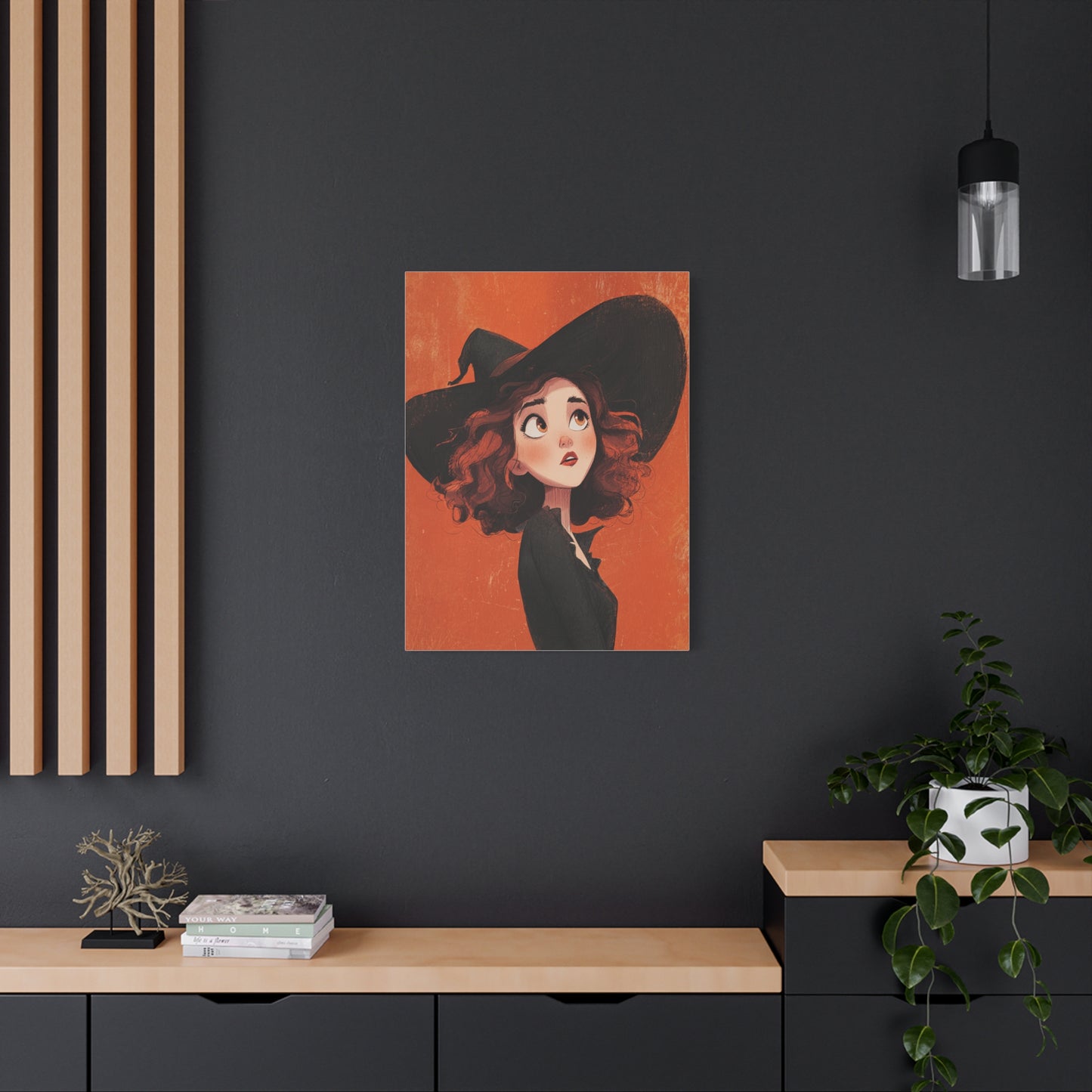 Whimsical Witch Canvas Print, Halloween Decor, Art for Home, Gift for Witches, Fall Wall Art, Magic Lover's Gift
