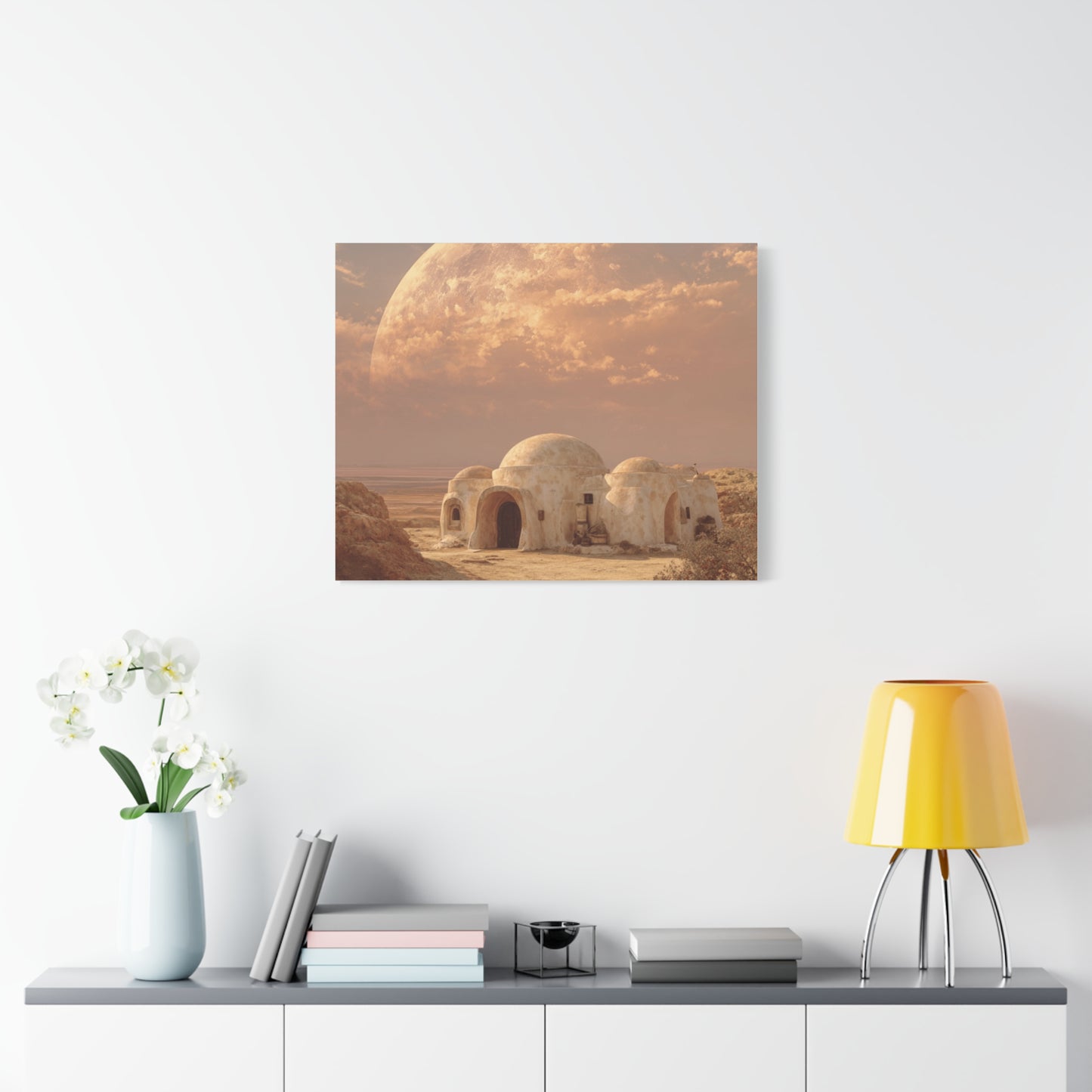 Stretched Canvas Art Print, Matte Wall Decor, Desert Landscape, Home Office Art, Gift for Art Lovers, Space Decor, Unique Wall Art