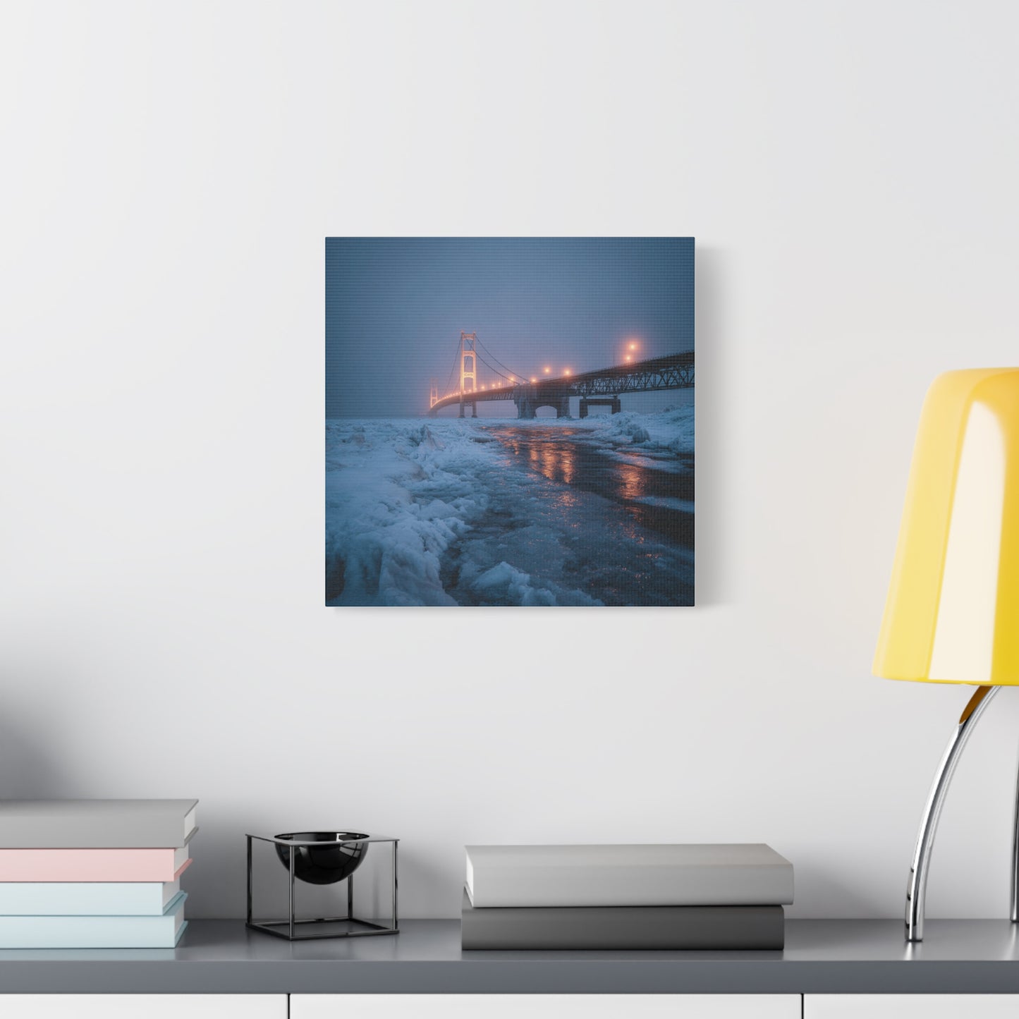 Winter Bridge Canvas Print, Decorative Wall Art, Home Decor, Framed Landscape, Gift for Nature Lovers, Contemporary Art