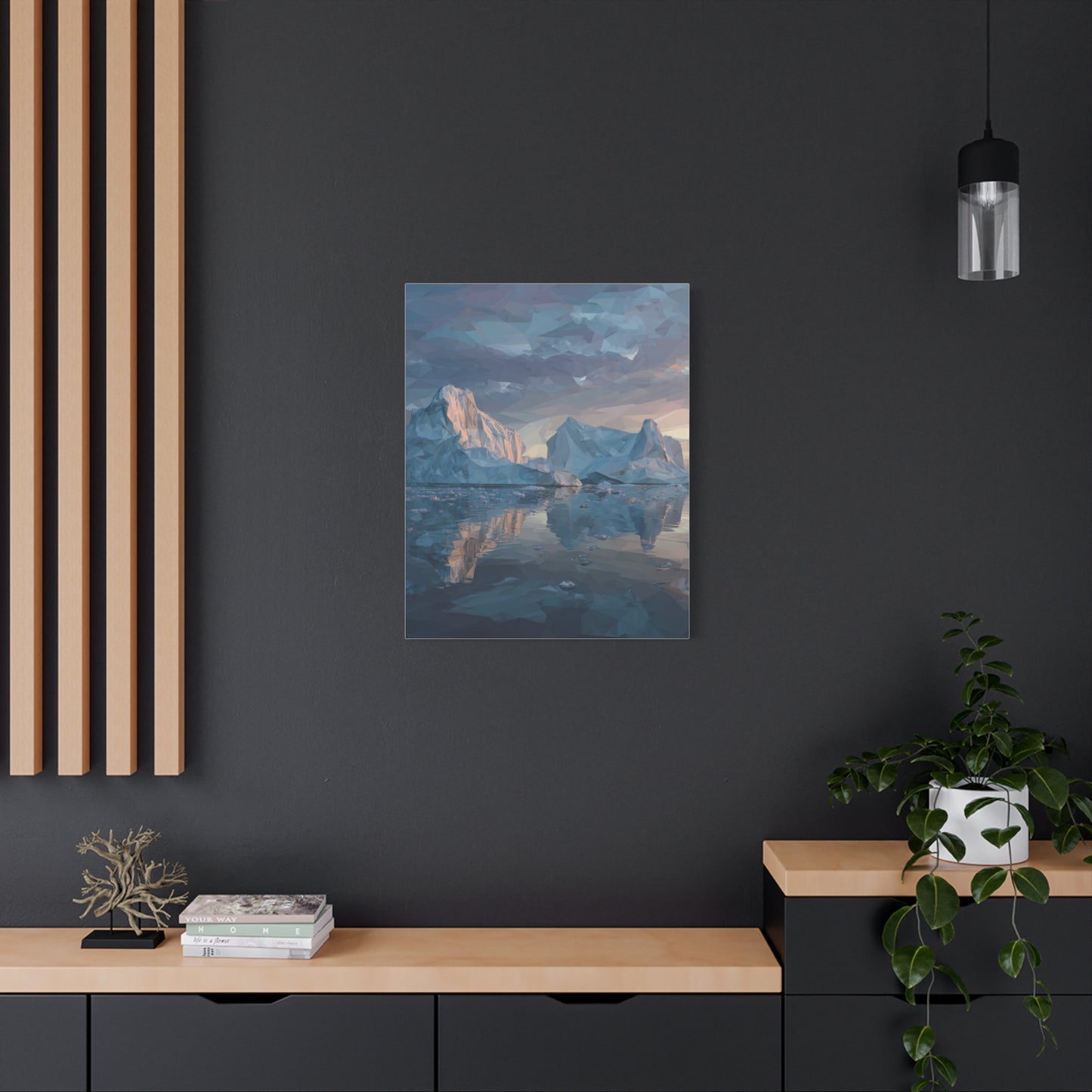 Stretched Canvas Art Print, Geometric Landscape Wall Decor, Minimalist Home Accent, Nature-Inspired Artwork, Unique Gift Idea