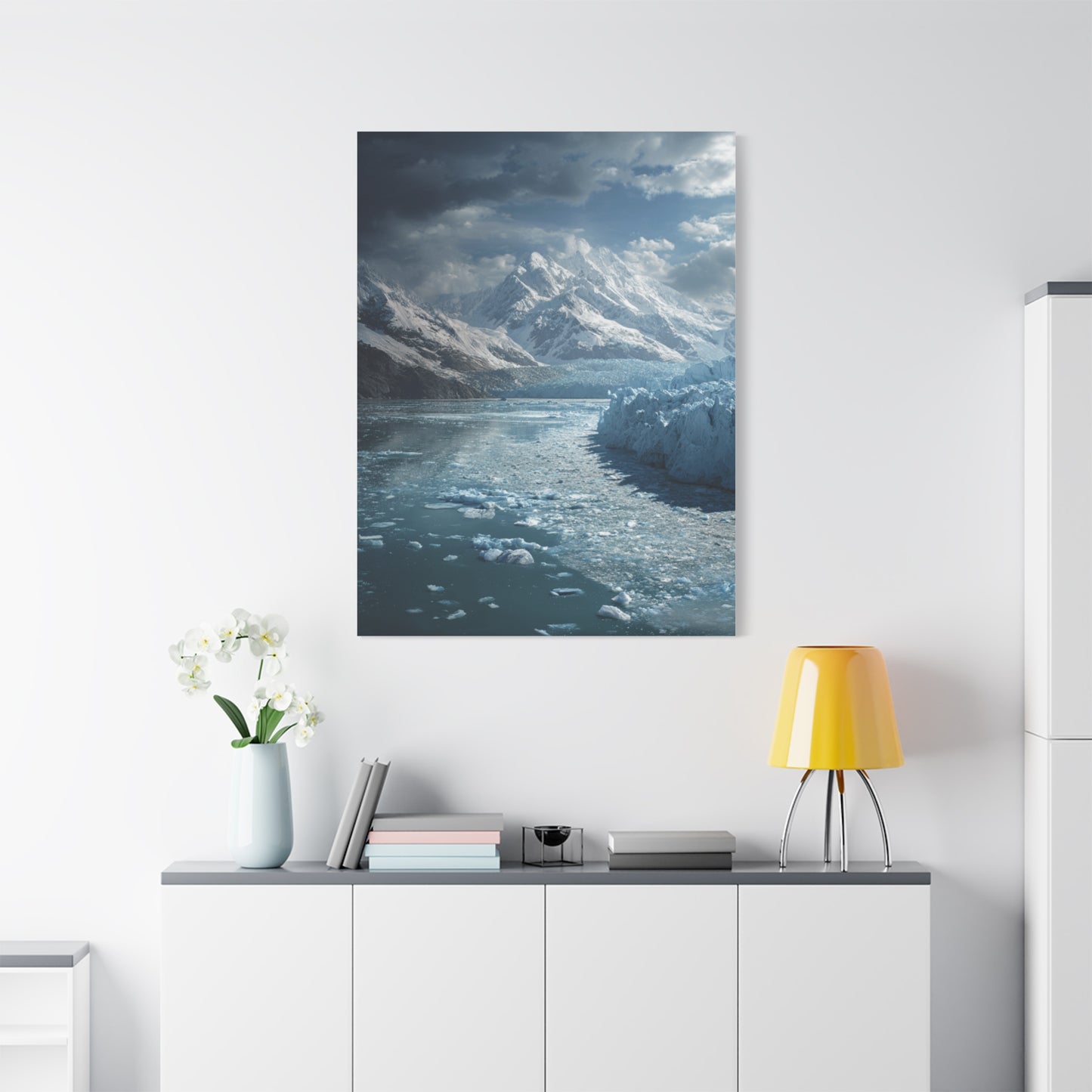 Stretched Canvas Art Print - Serene Glacier Landscape, Wall Decor, Nature Artwork, Gift for Nature Lovers, Home Décor, Winter Scene