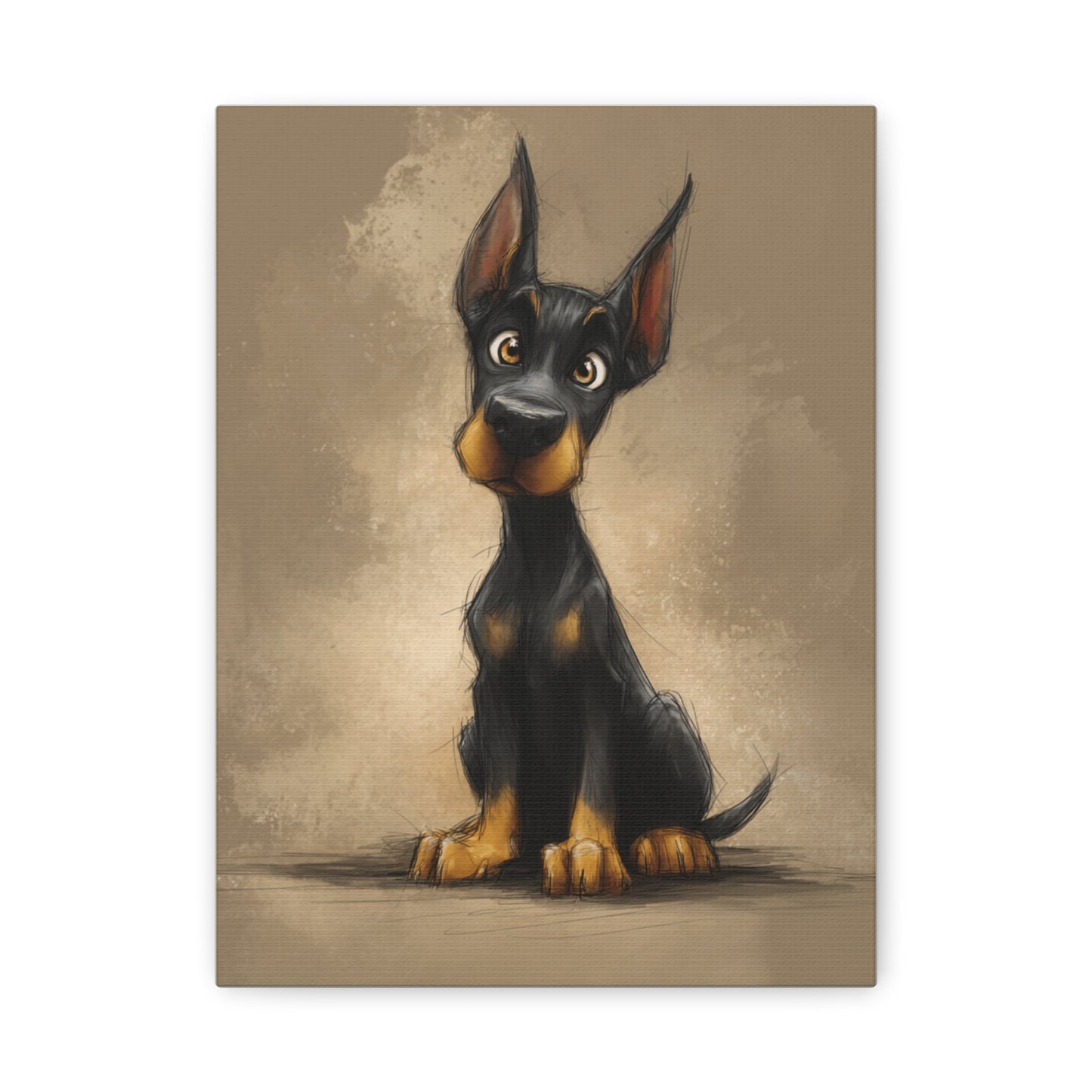 Cute Dog Art Canvas Print, Stretched Dog Wall Decor, Pet Lover Gift, Home Decor for Dog Owners, Animal Portrait, Dog Mom Gift